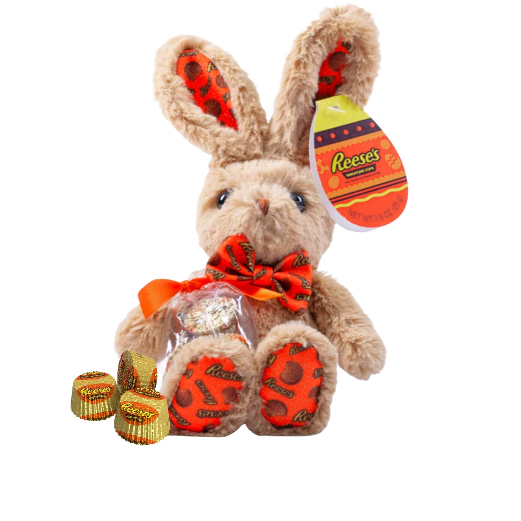 Reese's Easter Gift Set - 10 Inch Soft Plush Bunny & Individually Wrapped Peanut Butter Cups - Perfect for Easter Baskets, Party Favors & Holiday Gifting