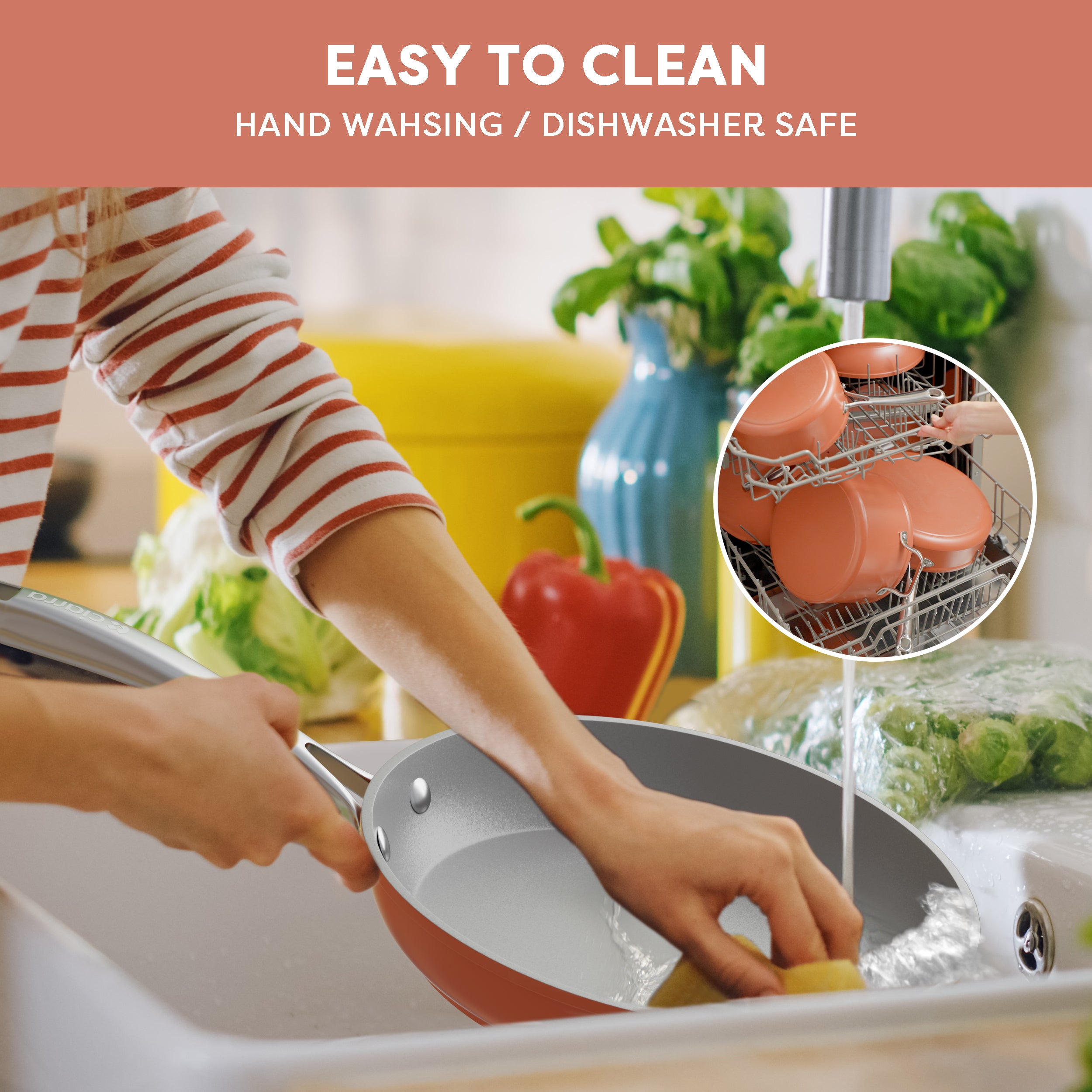 Ciarra Beyond Cookware Mini Duo Set - Nonstick Orange Cookware for Small Kitchens | Perfect for Baking, Frying & Serving Appetizers