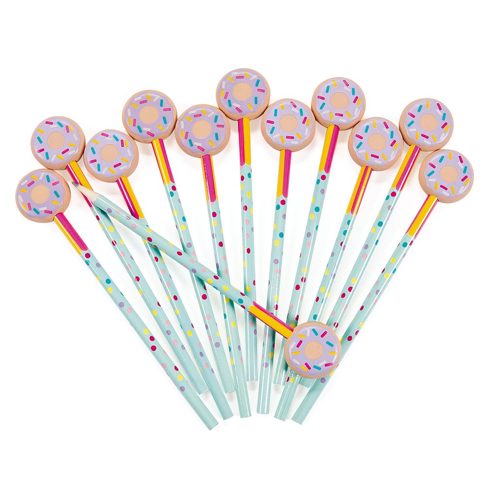 Donut Pencils with Eraser Topper - 12 Pack Bulk Donut-Themed Pencils for School, Office & Party Favors - Fun Classroom Supplies & Unique Gift Ideas for Students & Teachers