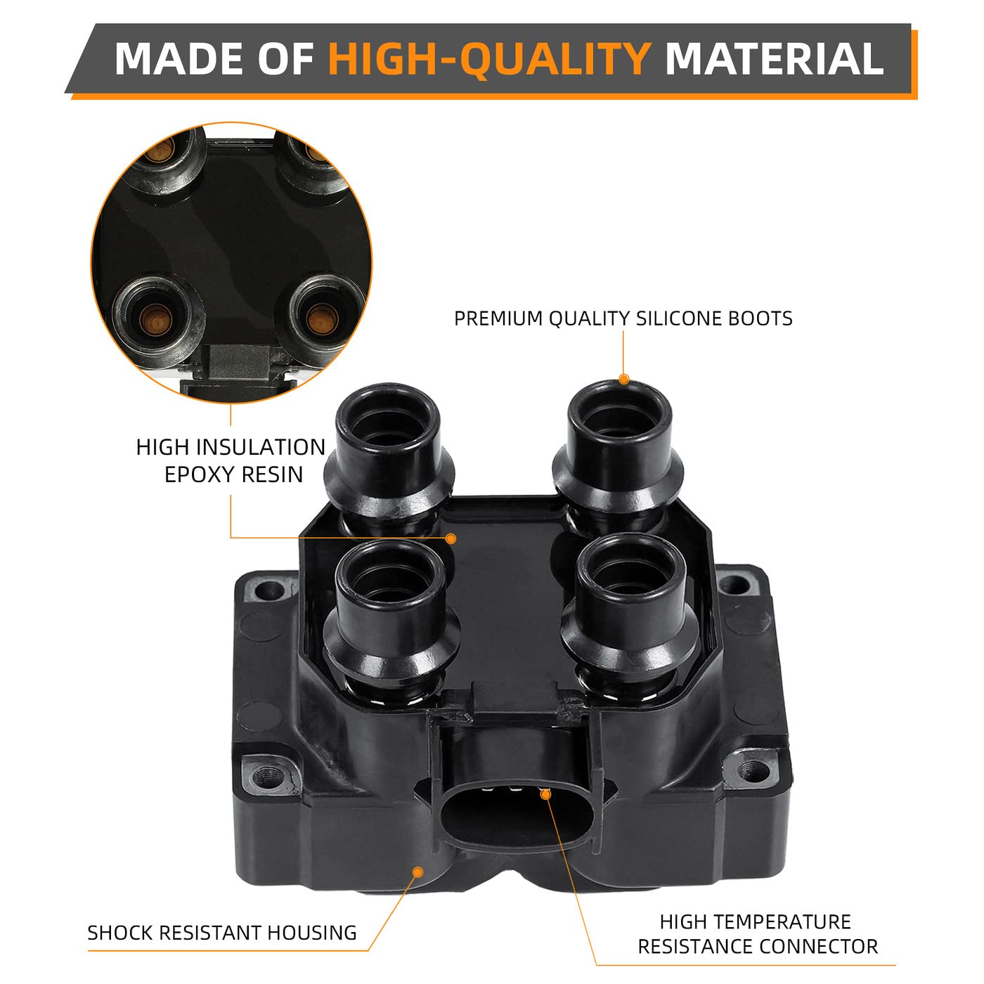 2 Pack Ignition Coil Replacement for Ford Escort/Tracer 626/Contour/Cougar/B2300/Mustang/Expedition - Compatible with L4 V8 Engines - Replaces FD487 DG435 DG449 DG457 - Perfect for Engine Performance & Smooth Driving