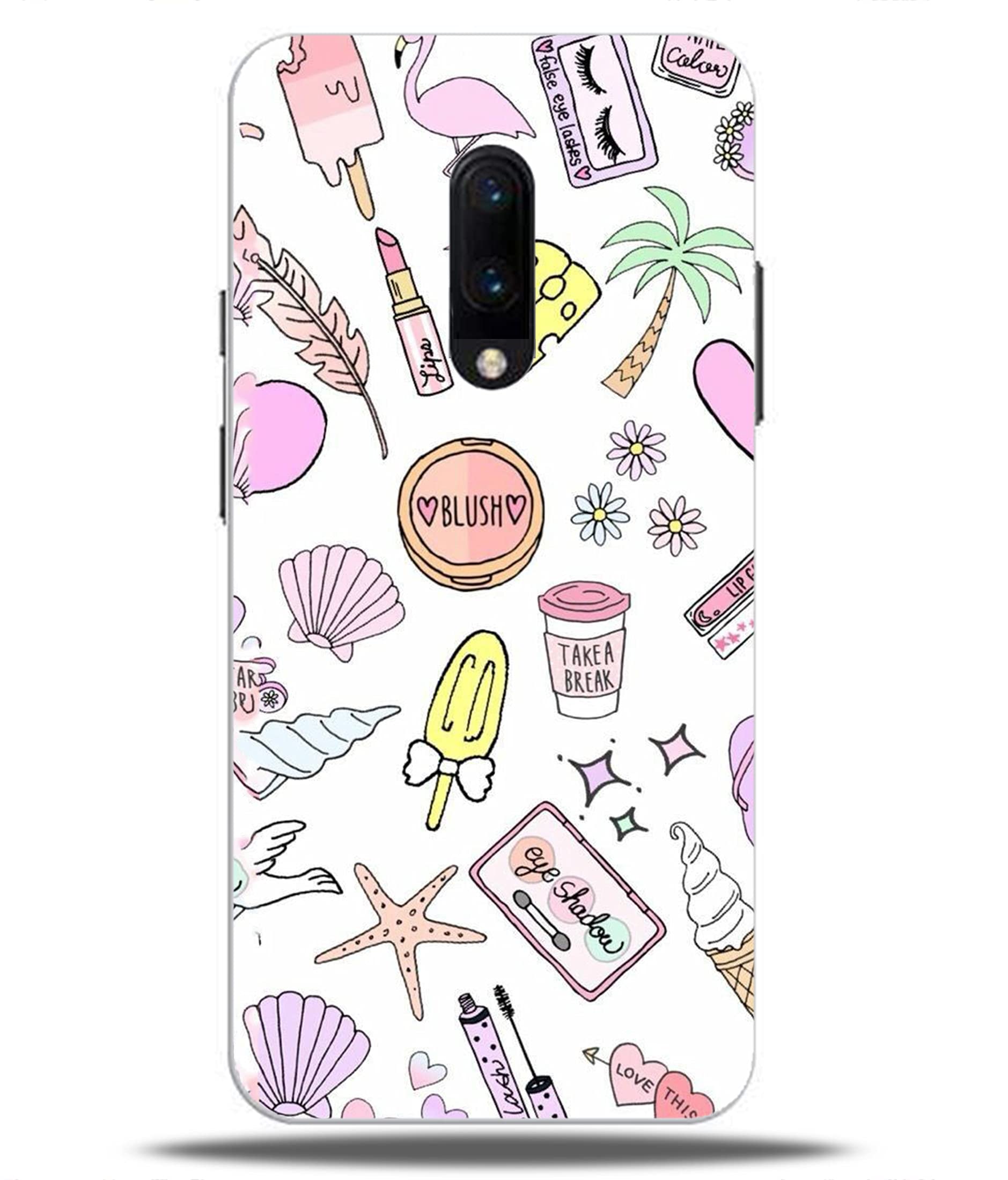 LETAPS® Printed Hard Phone Case for OnePlus 7 - Blush Makeup Design, Girly Style, Shockproof Protective Cover | Perfect for Women, Teens, Everyday Use & Fashion Accessories
