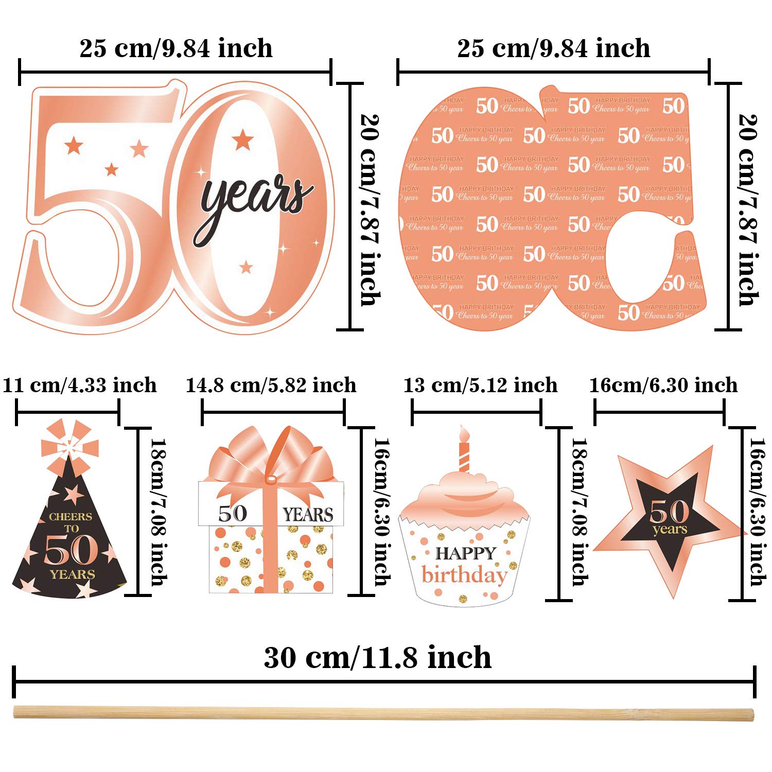 Blulu Birthday Party Decorations Set - 24pcs Table Centerpieces, Cake Toppers & Party Sticks for Women's Birthday, Anniversary, Baby Shower - Perfect for Indoor/Outdoor Celebrations & Photo Backdrops