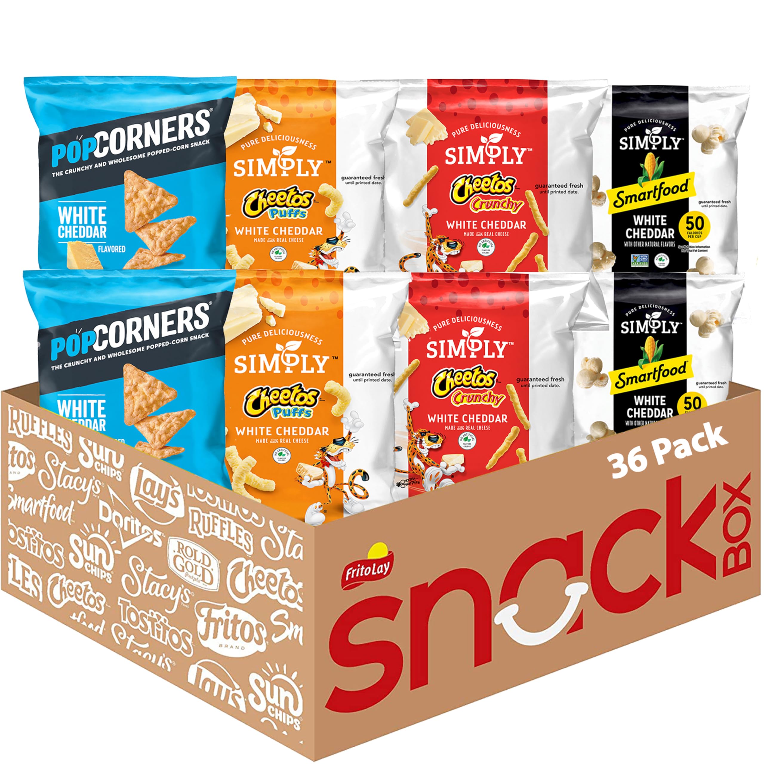 Frito Lay White Cheddar Cheese Snacks Variety Pack - 36 Count | Crunchy Party Snacks for Office, School & Movie Nights - Perfect for Lunchboxes, Game Day & Road Trips
