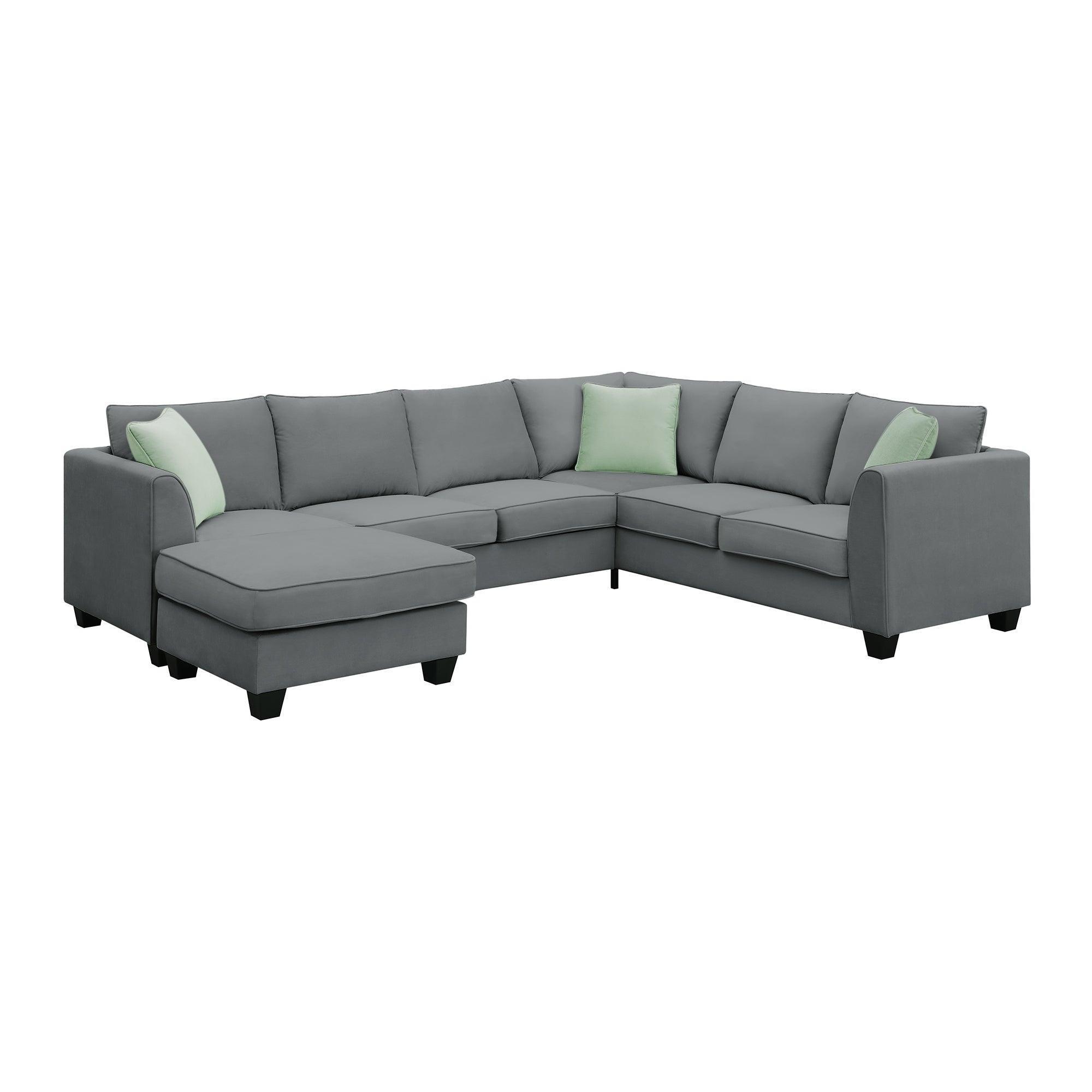 112x87 Inch Modular L-Shaped Sectional Sofa Set with Ottoman & 3 Pillows - 7-Seater Fabric Corner Couch for Living Room | Perfect for Family Gatherings & Movie Nights