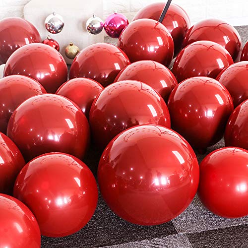 50pcs 10 Inch Red Ruby Latex Balloons - Premium Thick Double Layer Party Balloons for Wedding, Valentine's Day, Bridal Shower & Anniversary Decorations - Perfect for Romantic Events & Heart-Shaped Balloon Arches