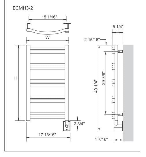 MYSON CONTEMPORARY DESIGNER FERLO ECMH3 2 Hardwired Towel Warmer - 18