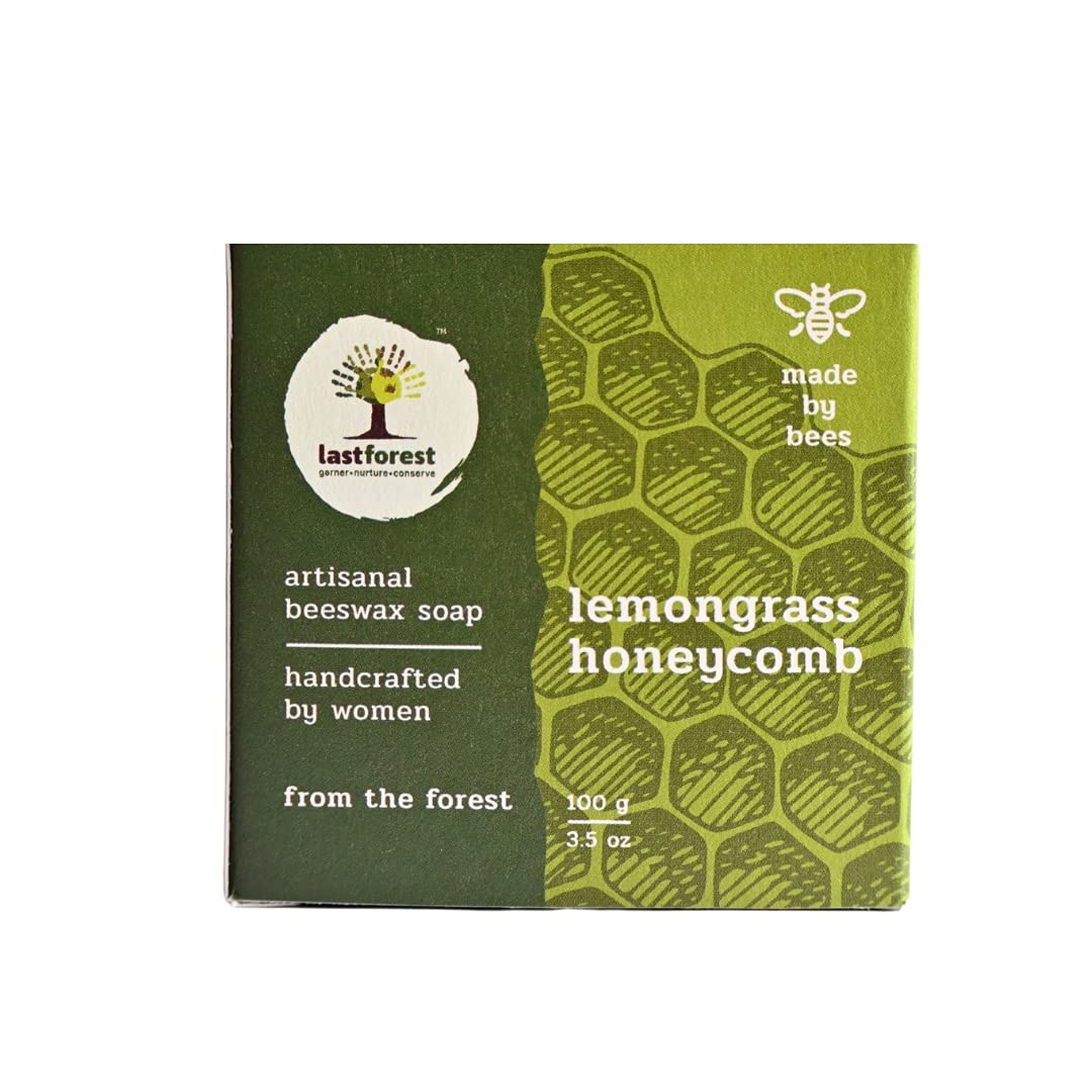 Last Forest Beeswax Soap (100g) - Natural Herbal Bath Bar for Glowing Skin | Handcrafted Moisturizing Soap with 100% Pure Ingredients | Beeswax Soap for Men & Women | Lemongrass Scent | Perfect for Dry Skin Care & Relaxing Bath Time