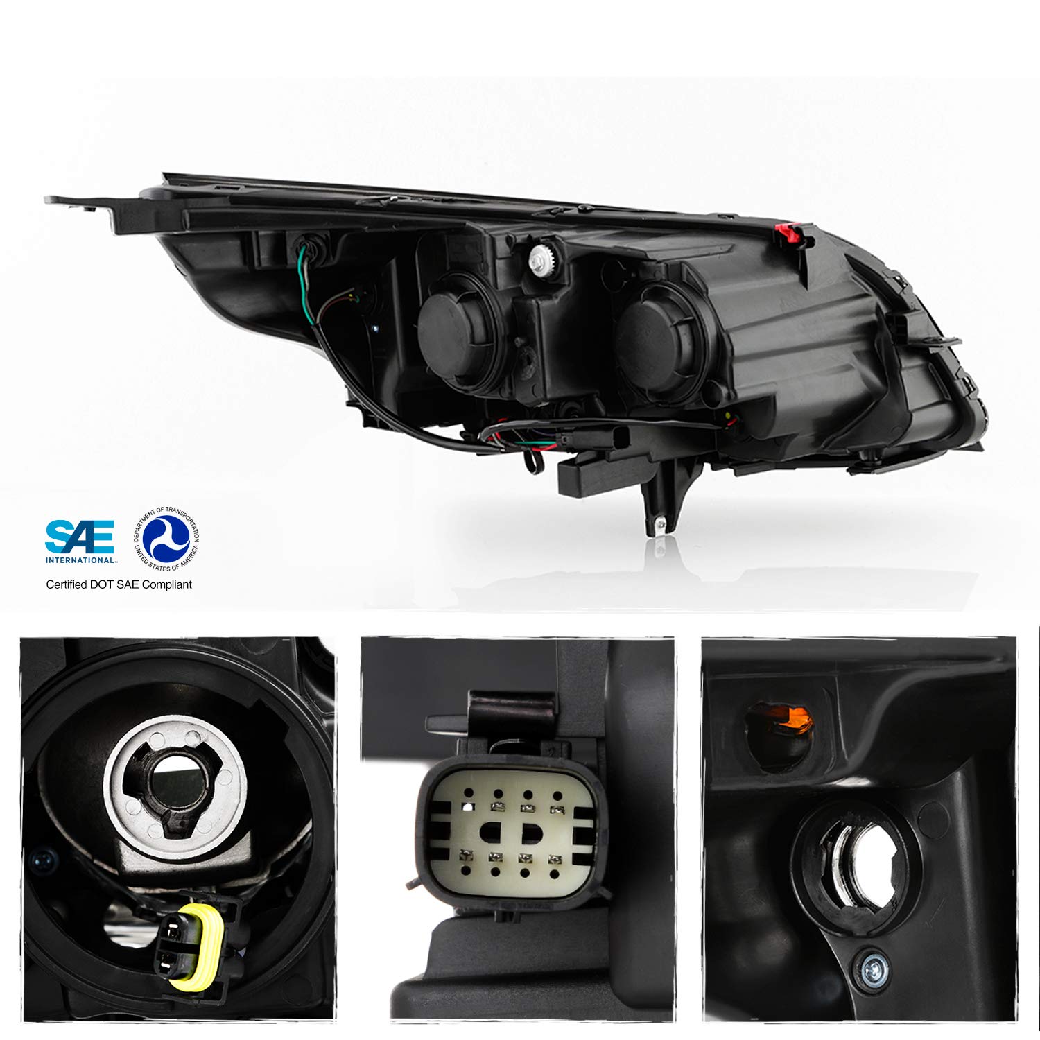 AKKON Projector Style Halogen Chrome Headlights Pair for 2013-2016 Chevy Malibu & Malibu Limited (Eco/LT/LTZ) - Left & Right Headlights - Upgrade for Night Driving & Enhanced Visibility