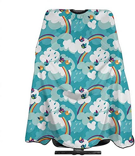 Birds and Clouds Hair Cutting Cape - 55 X 66 in Salon Capes for Barber & Hairstyling, Waterproof Hairdressing Apron for Salon, Home Haircuts, and Kids Hair Styling