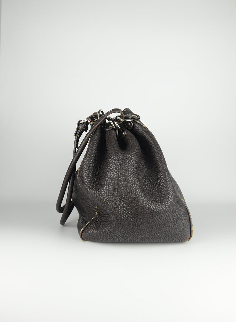 Fendi Selleria Leather Brown Handbag - Luxury Italian Designer Tote for Women, Perfect for Work, Travel & Everyday Use