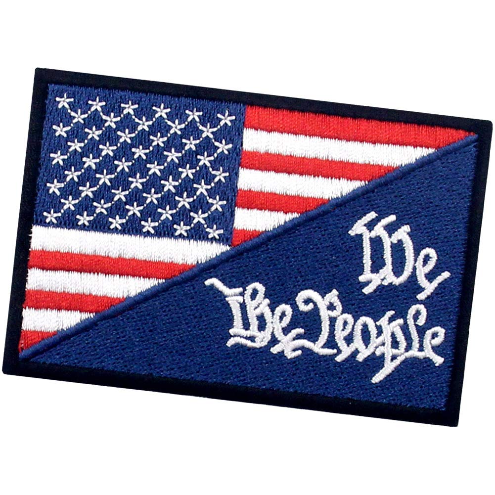 USA Stars & Stripes American Flag Patch - Embroidered 'We The People' Morale Applique - Iron On or Sew On Emblem for Jackets, Hats & Bags - Patriotic Accessories for Veterans Day, 4th of July & Military Support