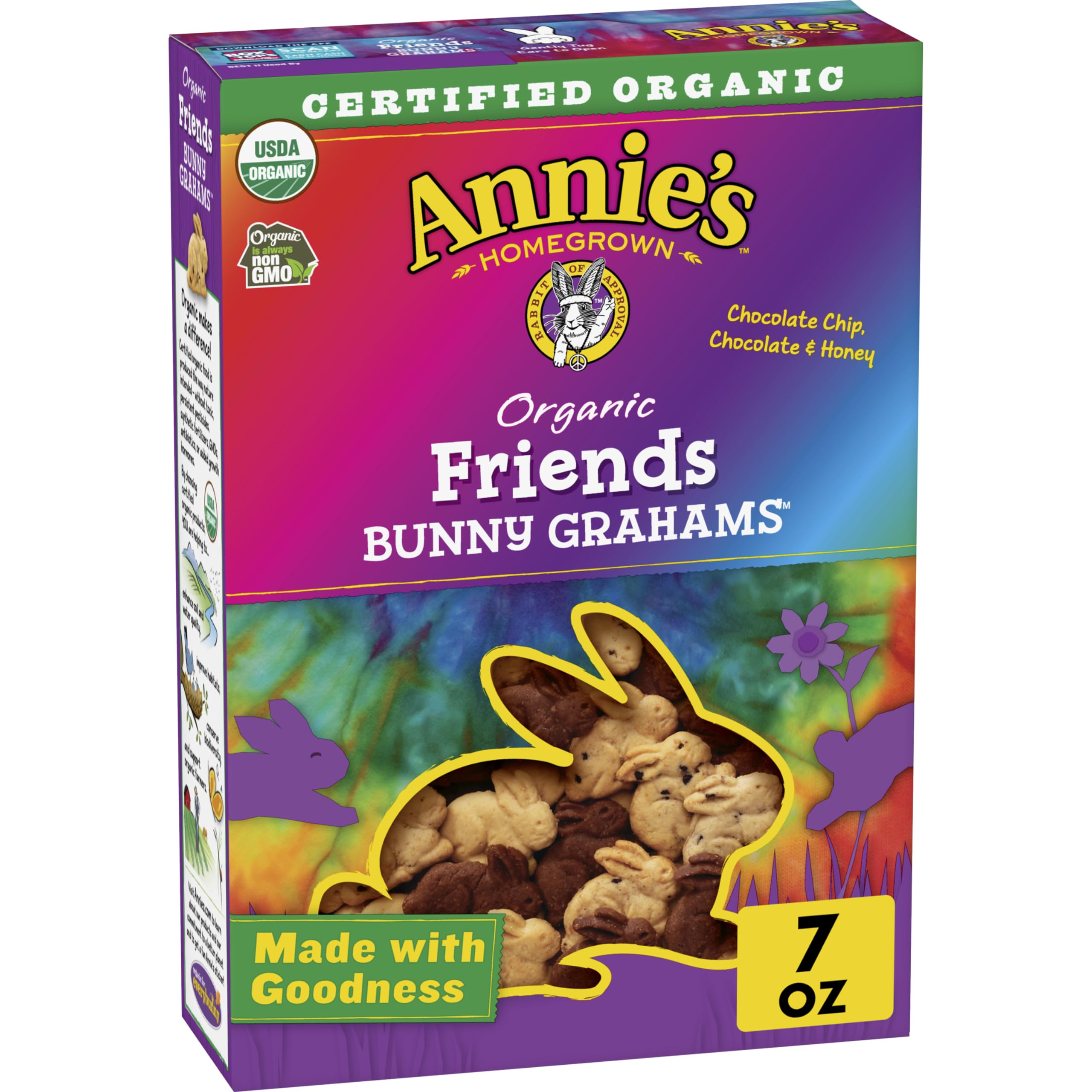 Organic Bunny Graham Snacks by Annie's Friends - Chocolate Chip, Chocolate & Honey Flavors (7 oz) | Easter Treats, Kids Lunchbox Snacks, Party Favors & Healthy Dessert Options
