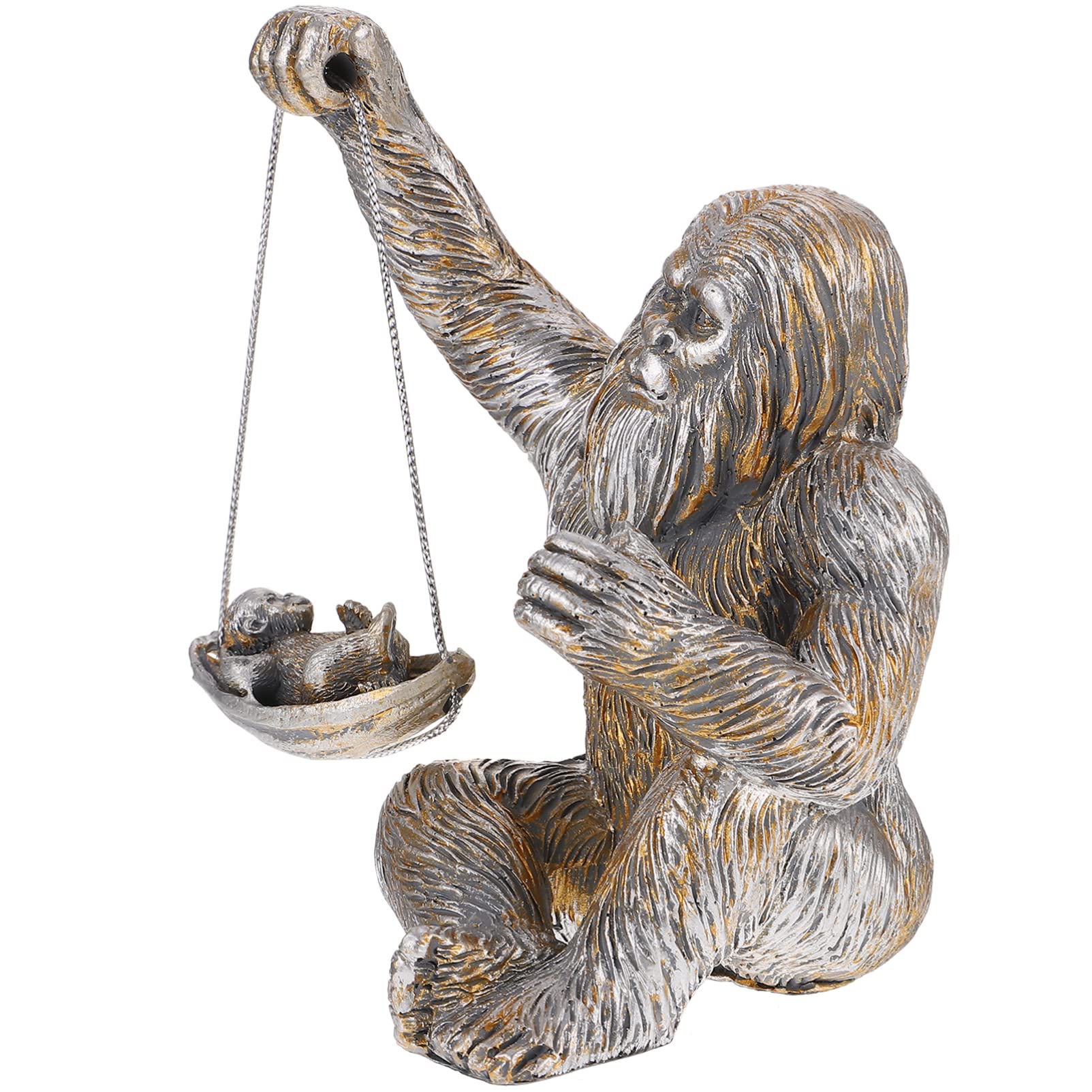 FOMIYES Mother and Baby Orangutan Figurine - Handcrafted Resin Gorilla Statue for Home Decor, Bedroom, Desktop, and Festival Decoration | Perfect Gift for Animal Lovers and Jungle-Themed Rooms