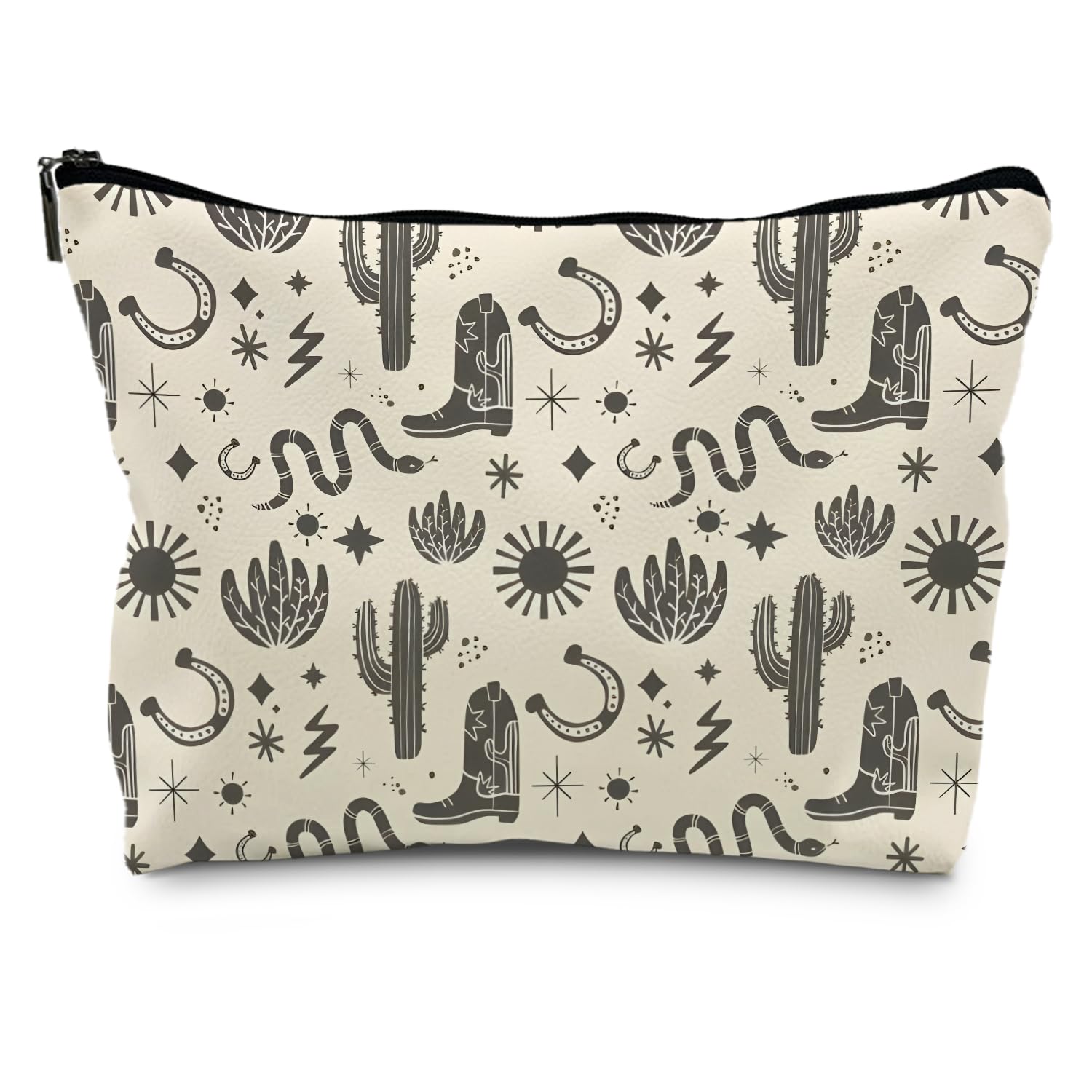 Vintage Cowboy Boots Cosmetic Bag - Western Makeup Pouch, Toiletry Travel Organizer (PU Leather) - Perfect for Travel, Gym & Everyday Use