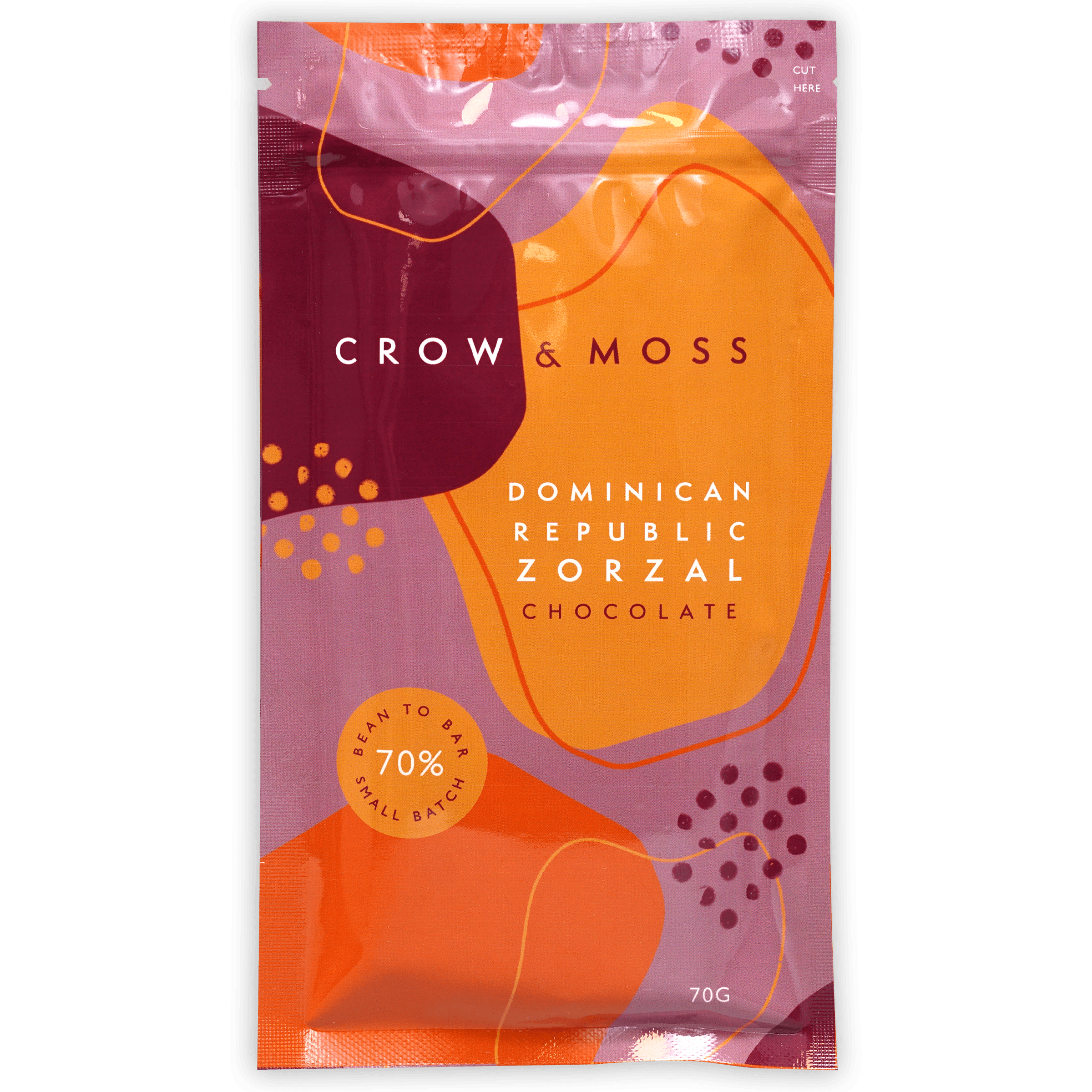 Premium Crow & Moss Dominican Republic Zorzal 70% Dark Chocolate Bar - Gourmet Baking, Gift Giving & Healthy Snacking