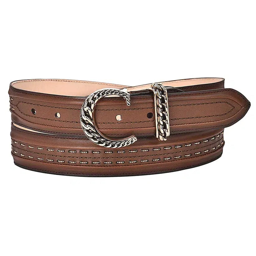 Cuadra Honey Casual Western Leather Belt for Women - Stylish Brown Genuine Leather Belt with Buckle - Perfect for Jeans, Dresses & Western Outfits