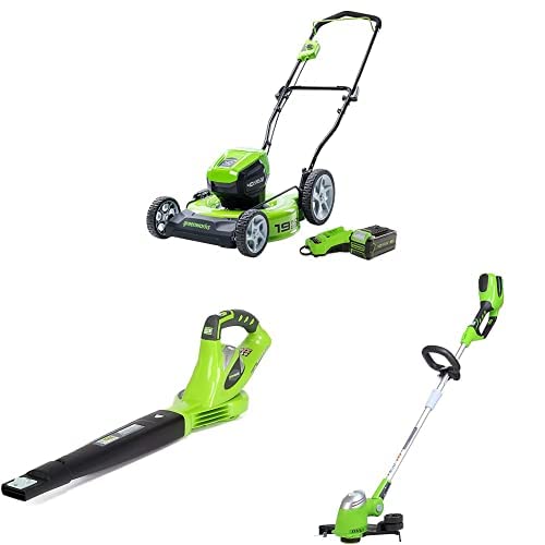 Greenworks 40V 19-Inch Cordless Lawn Mower with 150 MPH Blower, 13-Inch String Trimmer/Edger, 5.0Ah Battery & Charger - Perfect for Lawn Care, Yard Maintenance & Landscaping