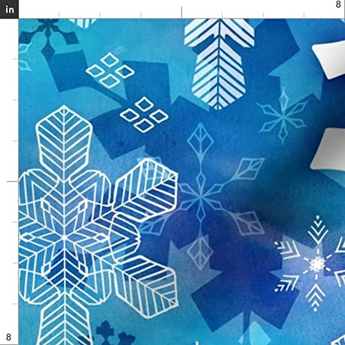 Aurora Snowflakes Blue Satin Fabric by The Yard - Premium Sewing Material for Lining, Apparel, Fashion, Blankets & Home Decor - Perfect for DIY Dresses, Curtains & Quilting Projects