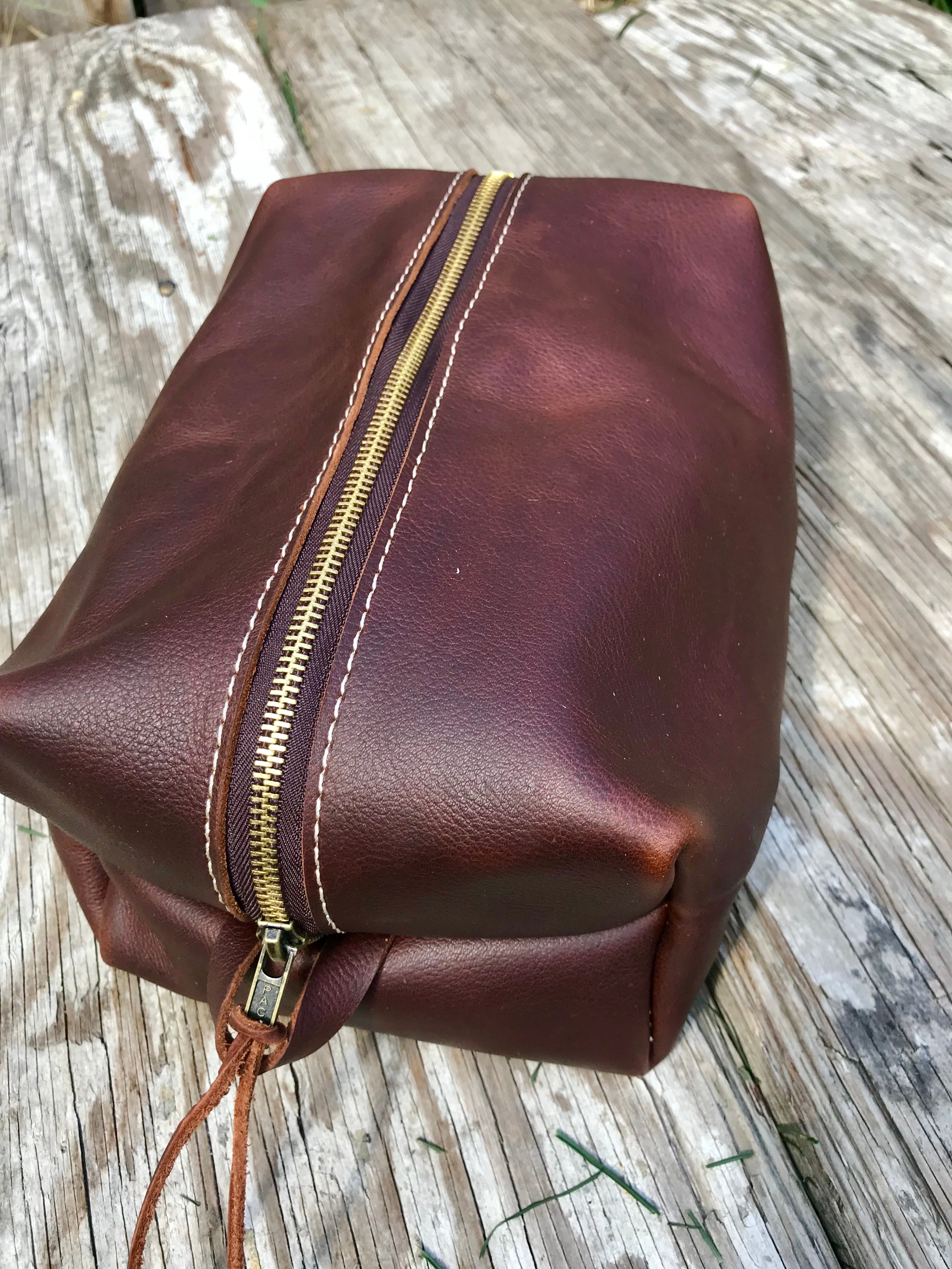 Handmade Leather Doiletry Bag for Men - Premium Travel Shaving Kit & Toiletry Organizer - Perfect for Business Trips, Gym, Camping & Gifts