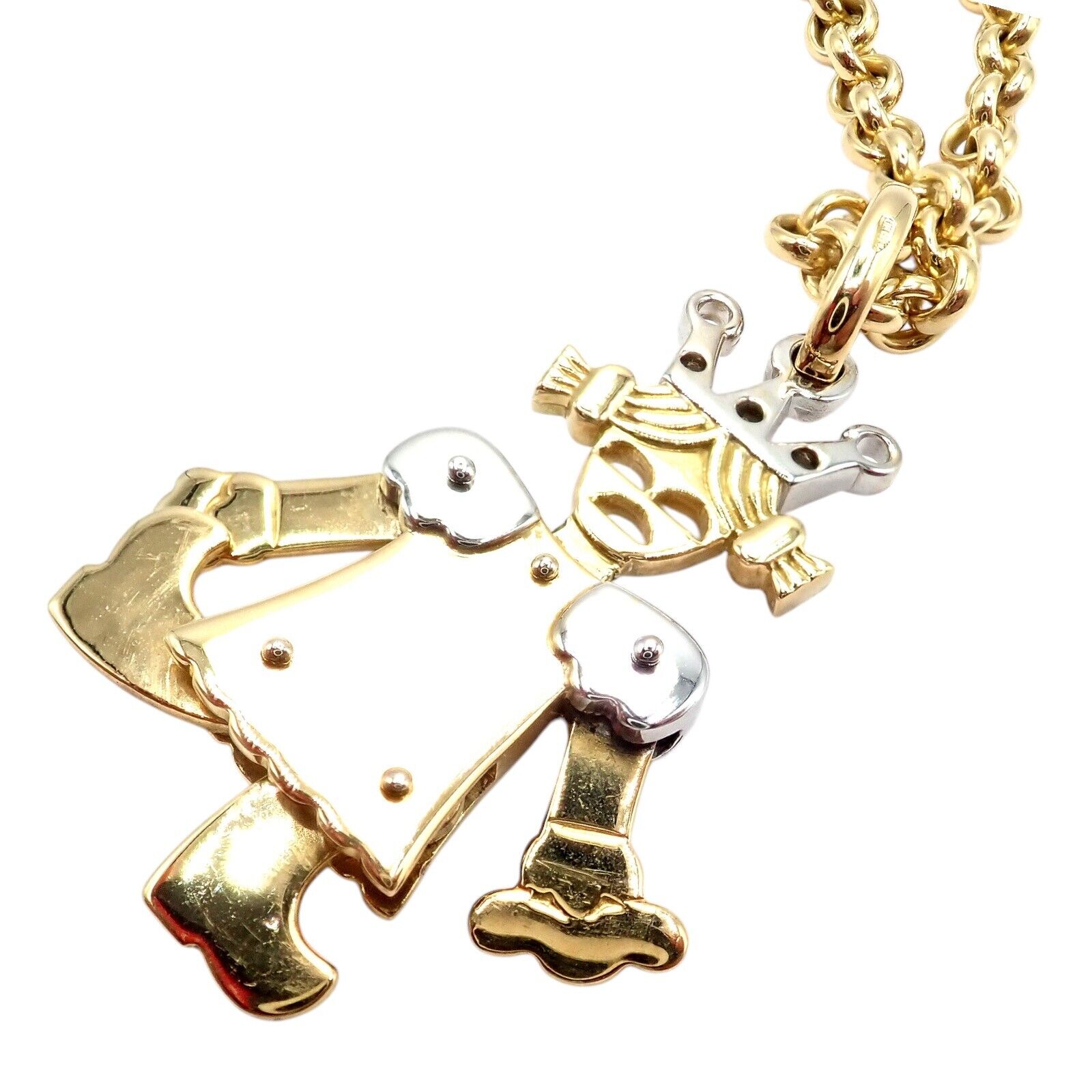 18K Yellow & White Gold Diamond Queen Pendant Necklace for Women | Luxury XL Link Chain with Animated Design | Perfect for Parties, Weddings & Special Occasions