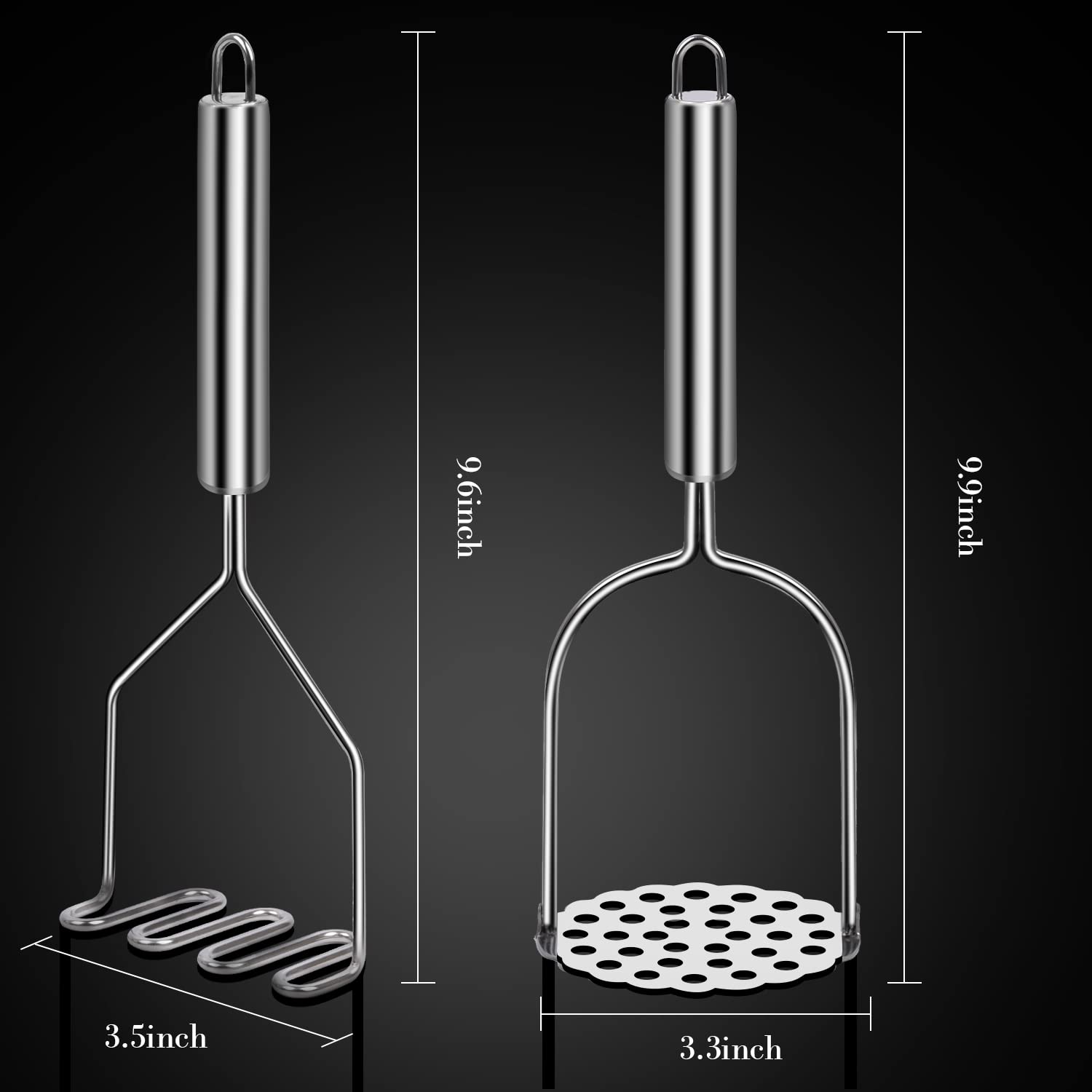 Sopito 2-Piece Stainless Steel Potato Masher & Ricer - Heavy Duty Kitchen Tool for Mashing Potatoes, Vegetables, Fruits & Baby Food - Perfect for Homemade Purees, Soups & Baking