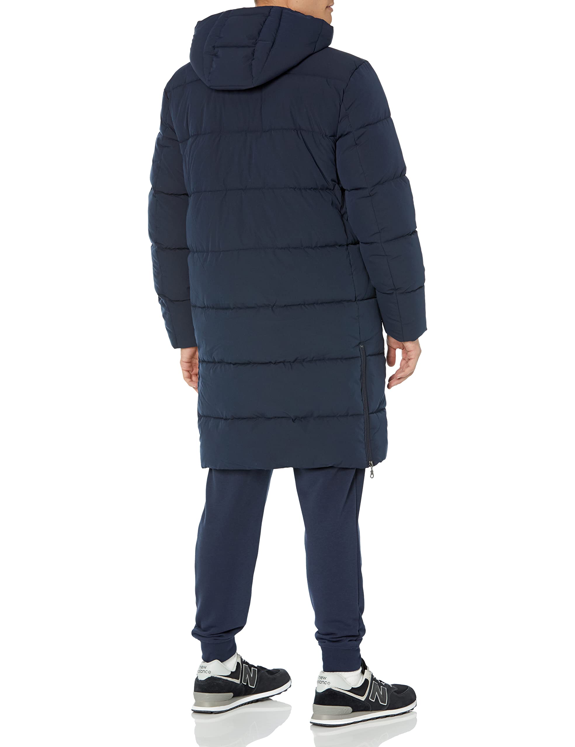 Amazon Essentials Men's Hooded Long Puffer Coat - Lightweight Winter Jacket for Cold Weather, Water-Resistant Outdoor Parka with Adjustable Drawstring (Great for Snow, Hiking & Daily Commute)
