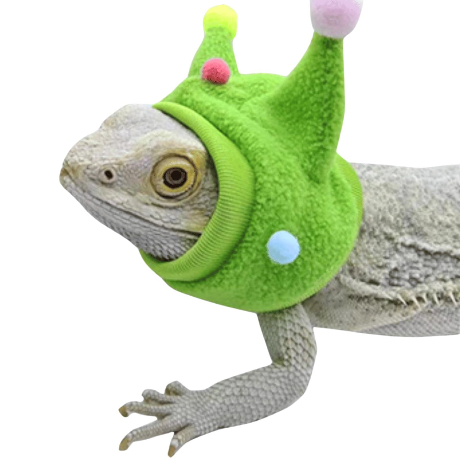 Festive Fleece Christmas Hat for Bearded Dragons & Lizards - Cozy Reptile Costume for Hamsters & Small Pets (Green) - Perfect for Holiday Photos & Pet Parties