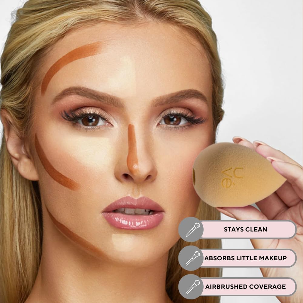 PURE Halo Makeup Blender Sponge - Professional Streak-Free Foundation Sponge for Liquid, Powder & Cream | Vegan, Cruelty-Free & Latex-Free Beauty Blender | Perfect for Flawless Makeup Application at Home or On-The-Go