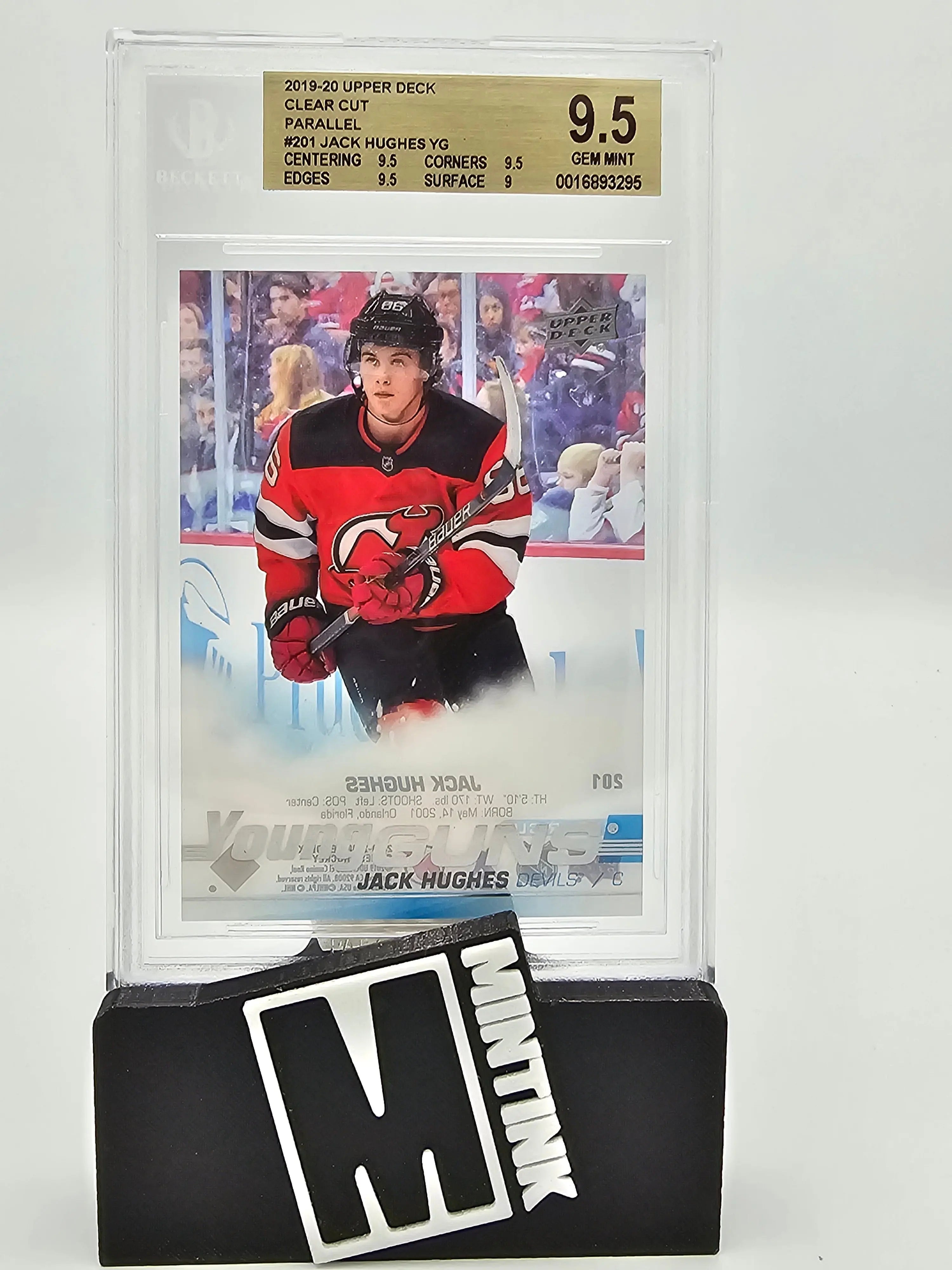 2019-20 Upper Deck Clear Cut BGS 9.5 Jack Hughes Young Guns Parallel #201 Hockey Card - Perfect for Collectors, Investors & Sports Memorabilia Displays