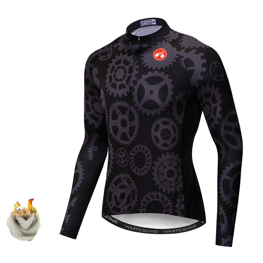 Men's Thermal Fleece Long Sleeve Cycling Jersey - Winter Bike Shirt for Cold Weather Riding | Road & Mountain Biking Gear