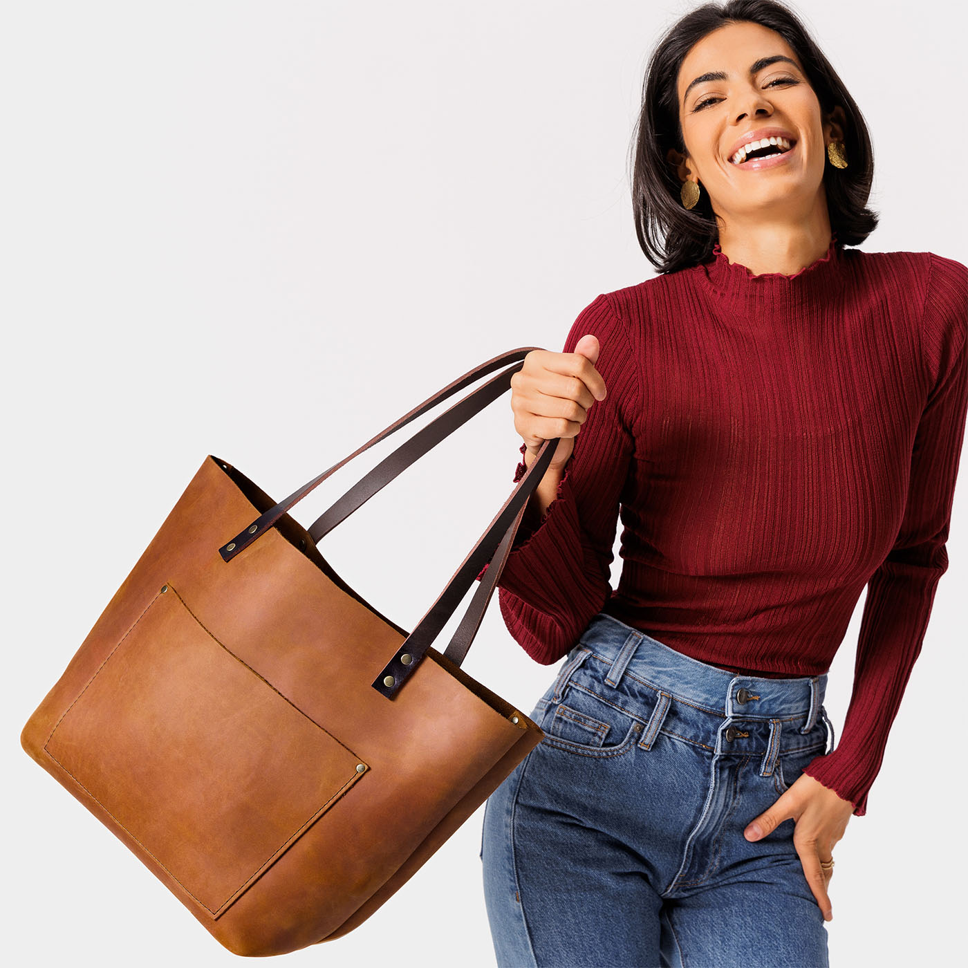 Almost Perfect' Genuine Leather Tote Bag for Women - Stylish Work Bag, Travel & Everyday Carry Purse - Premium Handmade Shoulder Bag for Office, Commute & Shopping