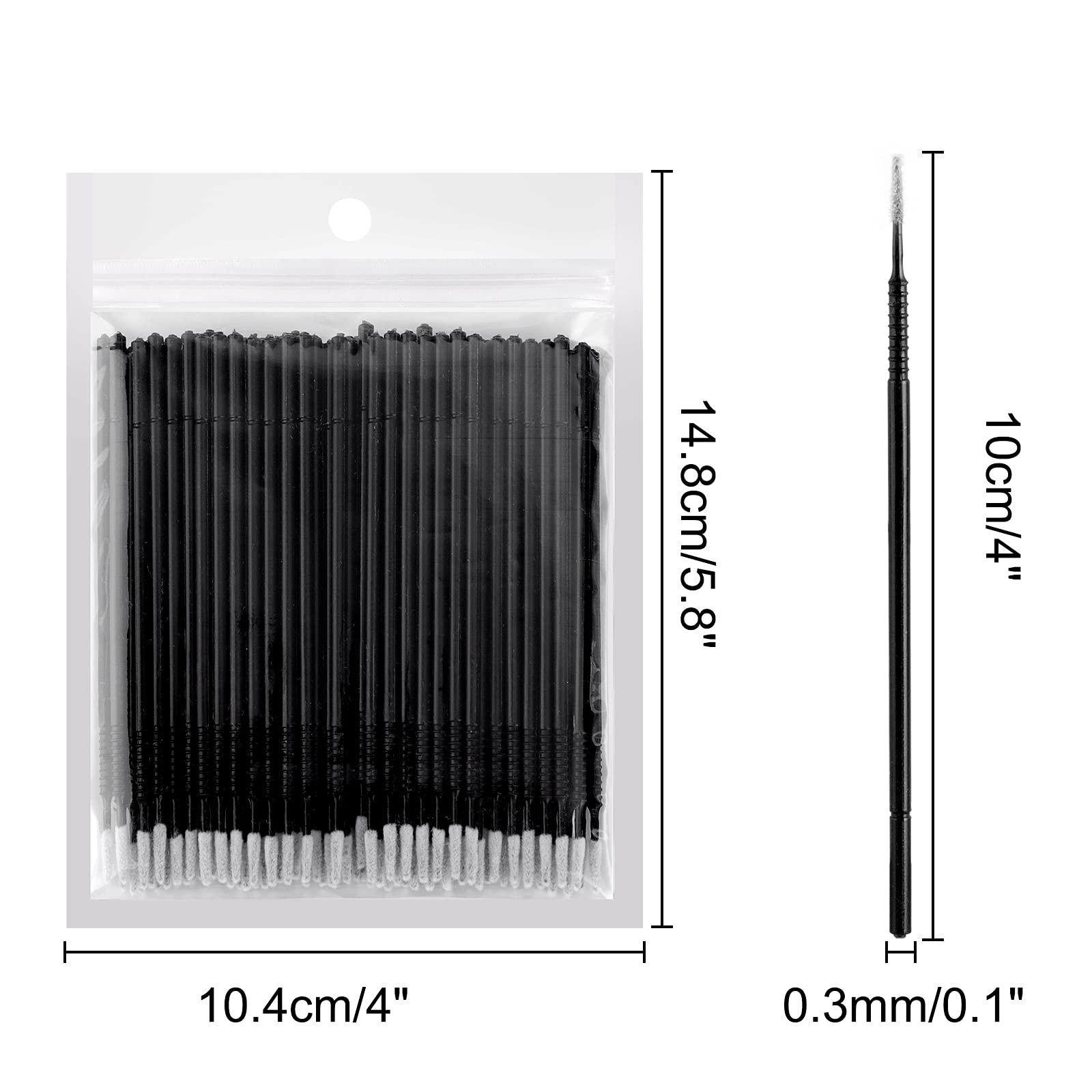 200PCS Disposable Micro Applicator Brushes - Mini Cotton Swabs for Eyelash Extension Glue Removal, Makeup & Personal Care - Perfect for Lash Artists, Salon Professionals & Home Use (Black)