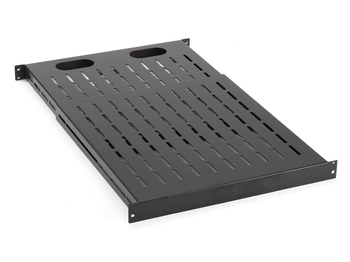 Black Box RM047-R2 Tool-Less Telescoping Shelf 23.6-35.4 Inch - Adjustable Rack Mount Shelf for Network Equipment & Server Organization - Perfect for Data Centers, IT Racks, and Office Server Rooms