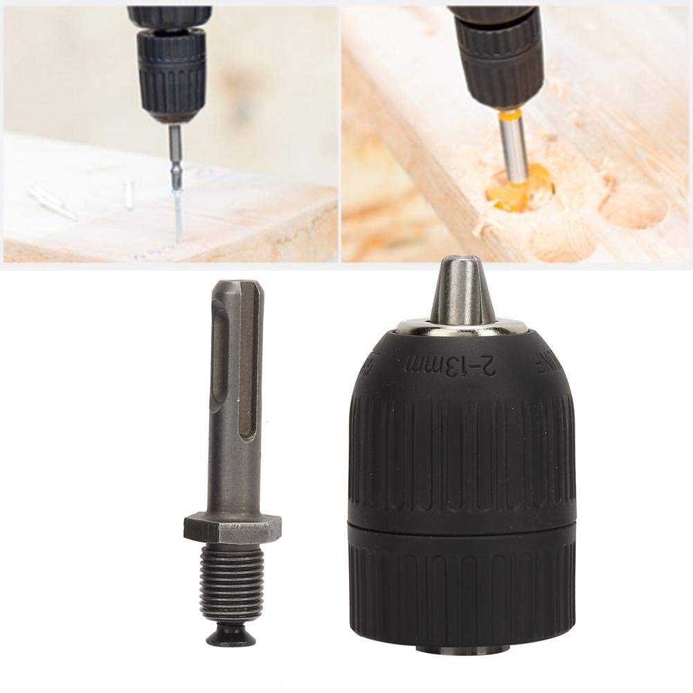 YWBL-WH 2.0-13mm Keyless Drill Chuck with 1/2-20UNF & SDS Round Shank Adapter - Perfect for Power Drills, Woodworking, and Metalworking Projects
