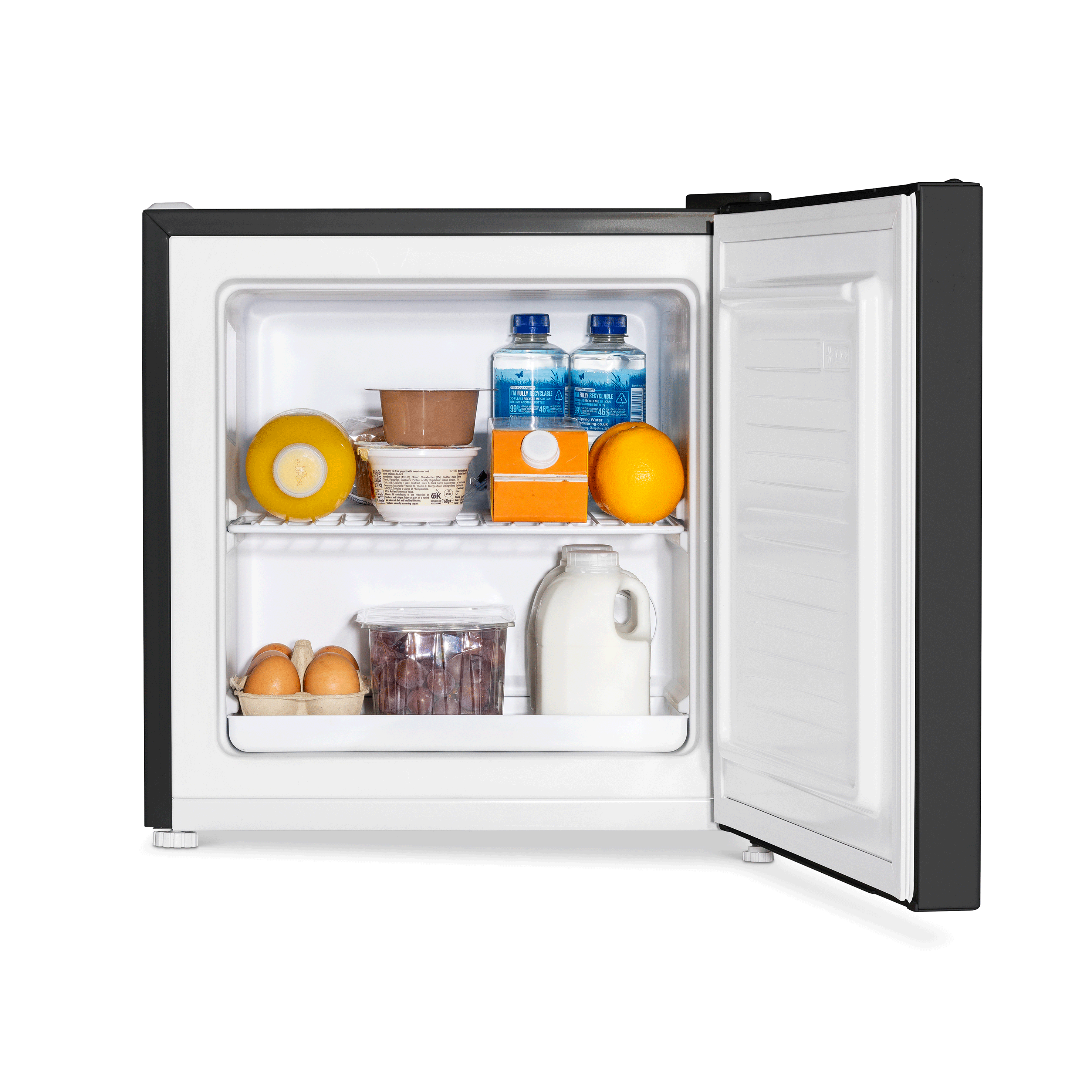 Baridi 31L Mini Tabletop Fridge and Freezer with Reversible Door - Compact Black Refrigerator for Bedroom, Office, Dorm, or Small Spaces - Perfect for Drinks, Snacks, and Beauty Products Storage