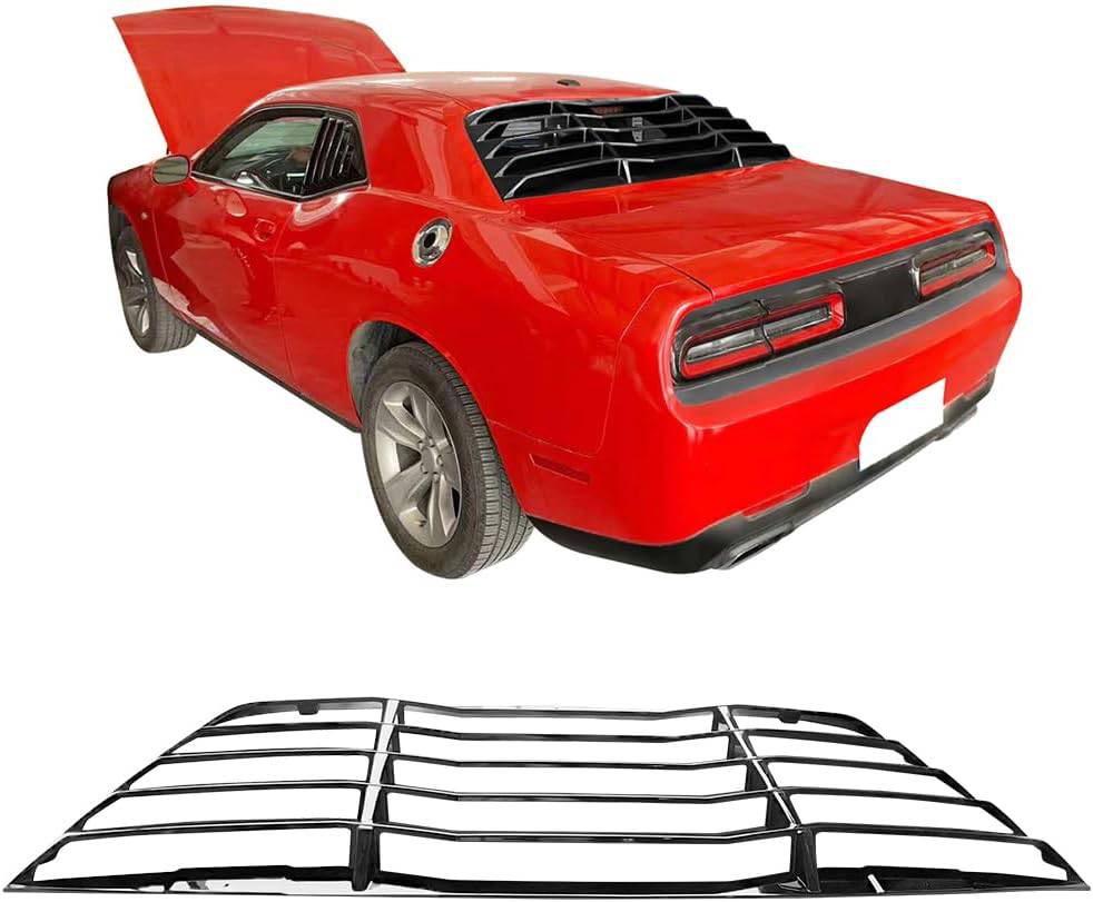 2008-2023 Dodge Challenger V2 Style Rear Window Louver - Black ABS Plastic Sun Shade - Perfect for Summer Driving & Car Shows