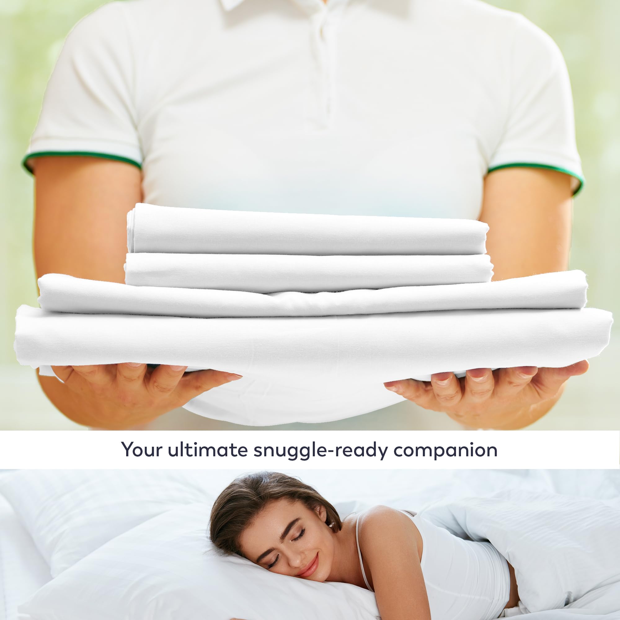 Premium 100% Cotton Full Size Sheet Set - 400 Thread Count, Wrinkle-Resistant, Soft Sateen Weave - Hotel Quality Bedding with Deep Pocket Fitted Sheet (4-Piece Set, White) for Luxurious Comfort in Bedrooms, Guest Rooms & Vacation Rentals