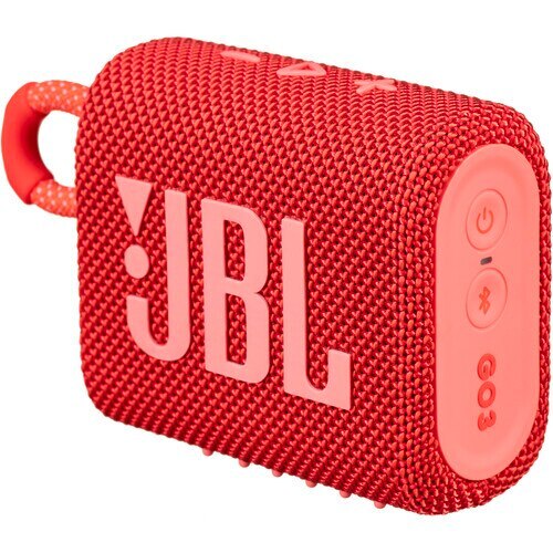 JBL GO 3 Portable Bluetooth Speaker - Wireless, Waterproof, Compact Design with Rich Bass (Red) - Perfect for Outdoor Adventures, Beach Parties & Home Use