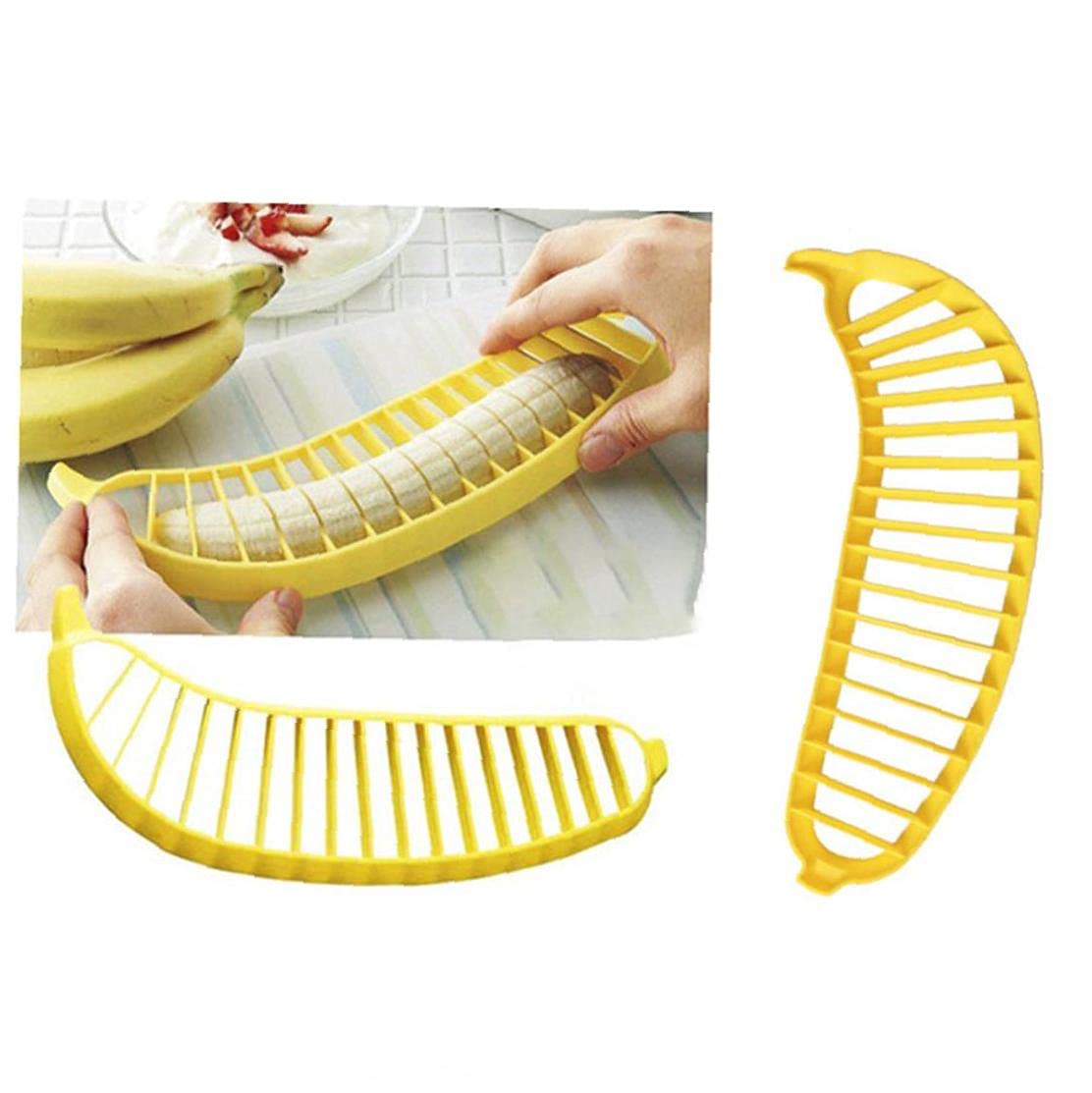 Premium Plastic Banana Slicer - Fruit Spiral Cutter & Peeler - Kitchen Tool for Smoothies, Fruit Salads & Desserts - Perfect for Healthy Snacks & Kids Lunch Boxes