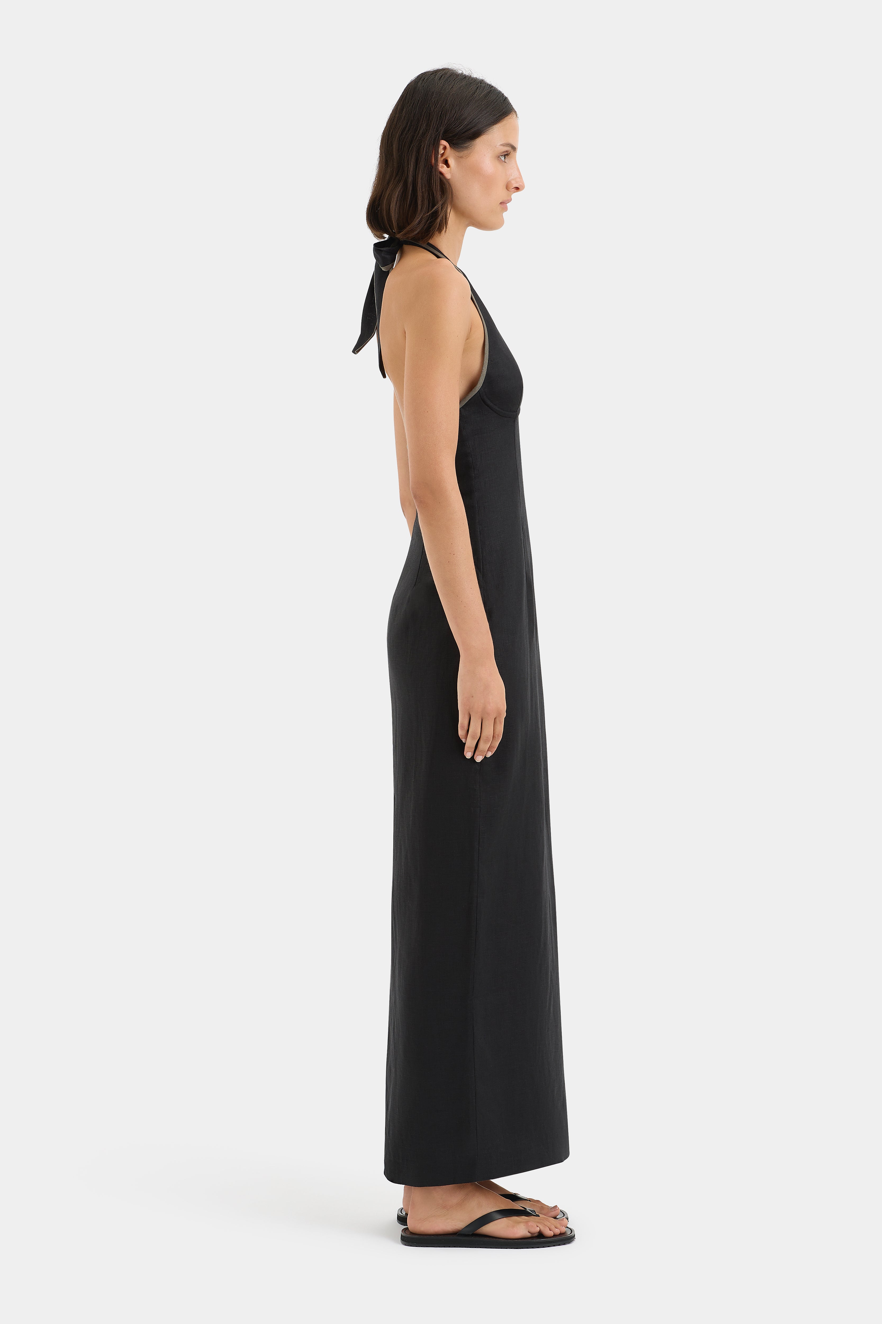 Violet Halter Midi Dress for Women - Flowy Summer Dress with Side Slits, Beach Wedding Guest Dress, Perfect for Vacations & Date Nights