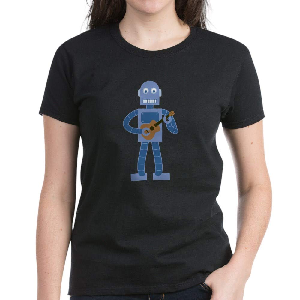 Ukulele Robot Women's Dark Cotton T-Shirt | CafePress | Casual Wear, Music Lover Gift, Band Tee