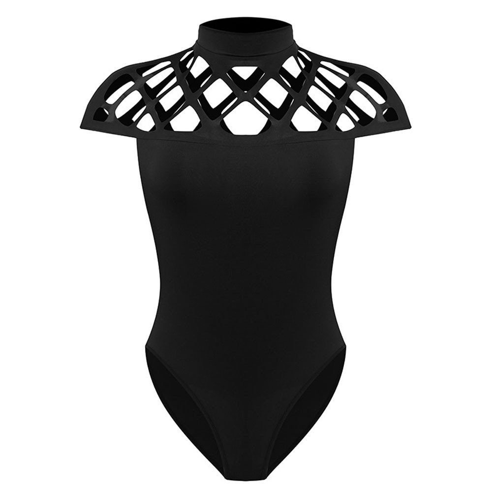 Women's Silver Bodycon Jumpsuit with High Neck, Long Sleeves & Caged Choker Detail | Sexy Romper for Clubwear, Date Night & Party Outfits