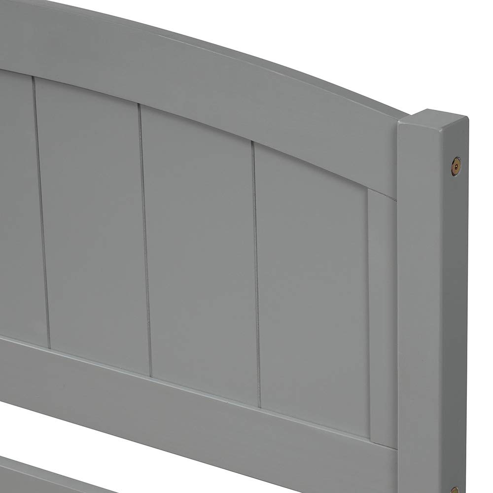 Minimalist Twin Platform Bed with Trundle - Solid Wood Bed Frame, Easy Assembly in Gray - Perfect for Small Bedrooms, Guest Rooms & Kids' Rooms