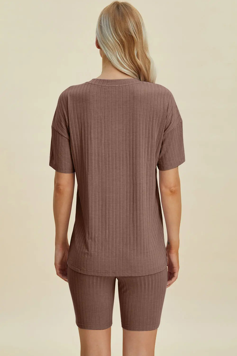 Basic Bae Full Size Ribbed V Neck Short Sleeve Top and Shorts Set - Women's Casual Summer Outfit for Beach, Lounge & Everyday Wear