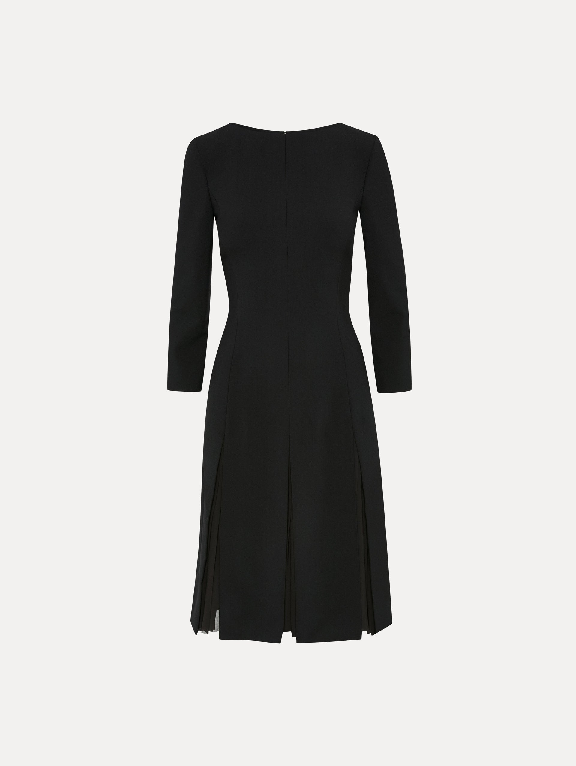 Wool and Chiffon Inset Dress for Women - Elegant Winter Party Dress for Holiday Gatherings, Office Wear, and Special Occasions