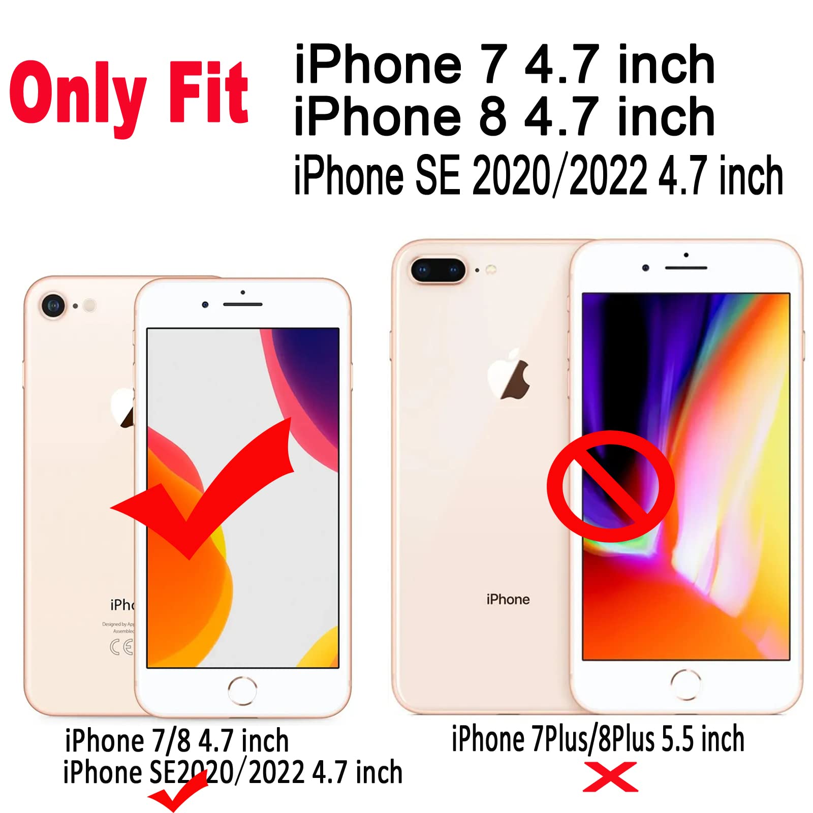 Qokey Rose Gold Flower iPhone Case for iPhone SE 2020/2022, iPhone 8, iPhone 7 (4.7