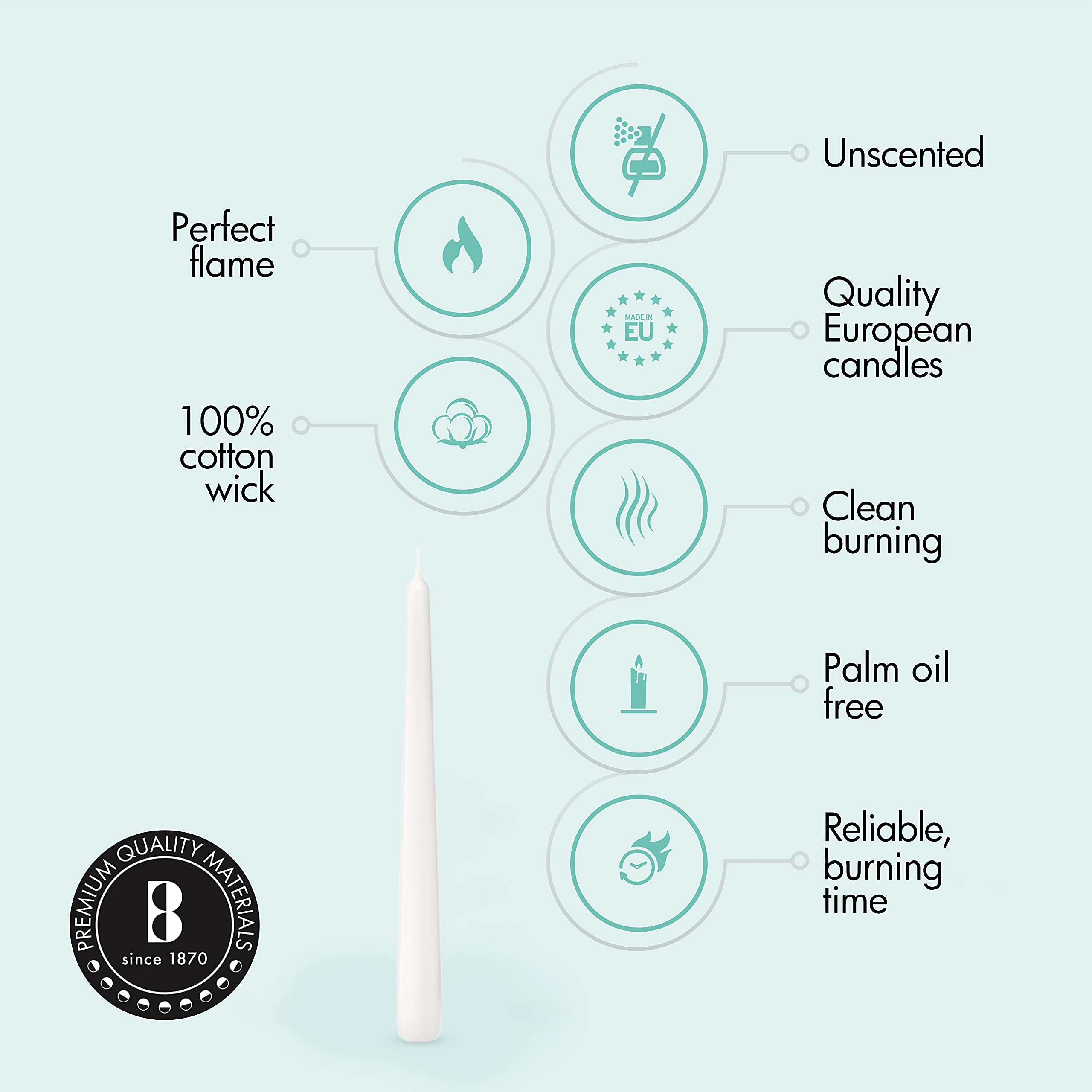 BOLSIUS White Taper Candles - 3 Pack (90 Count) - 8 Hour Burn Time - Premium European Quality Unscented Candles with Smokeless Flame - Perfect for Weddings, Church, Restaurants & Home Decor