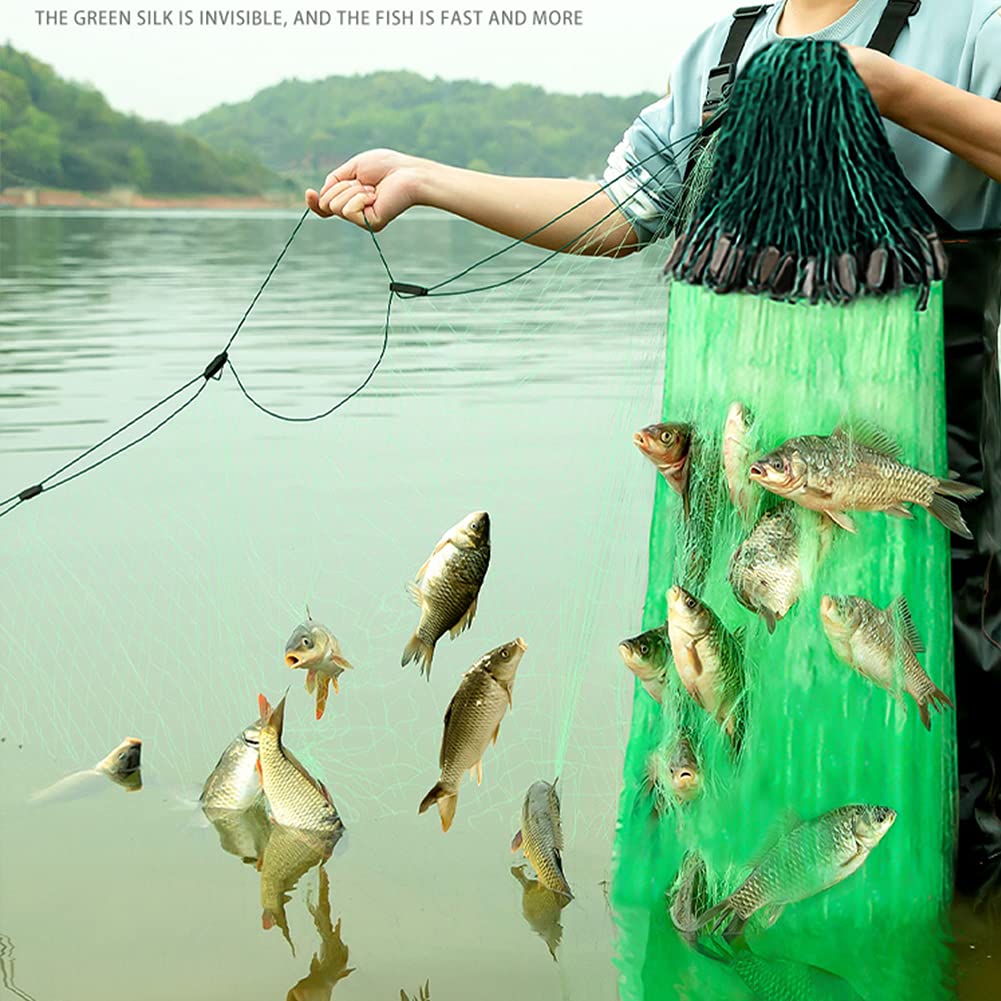 Handmade 3-Layer Fishing Gill Net Seine - 50m/100m Length, 1.5m/2m Depth, 4cm Mesh - Durable Fishing Trap Net for Freshwater & Saltwater Fishing | Perfect for Commercial Fishing, Sport Fishing, and Survival Gear