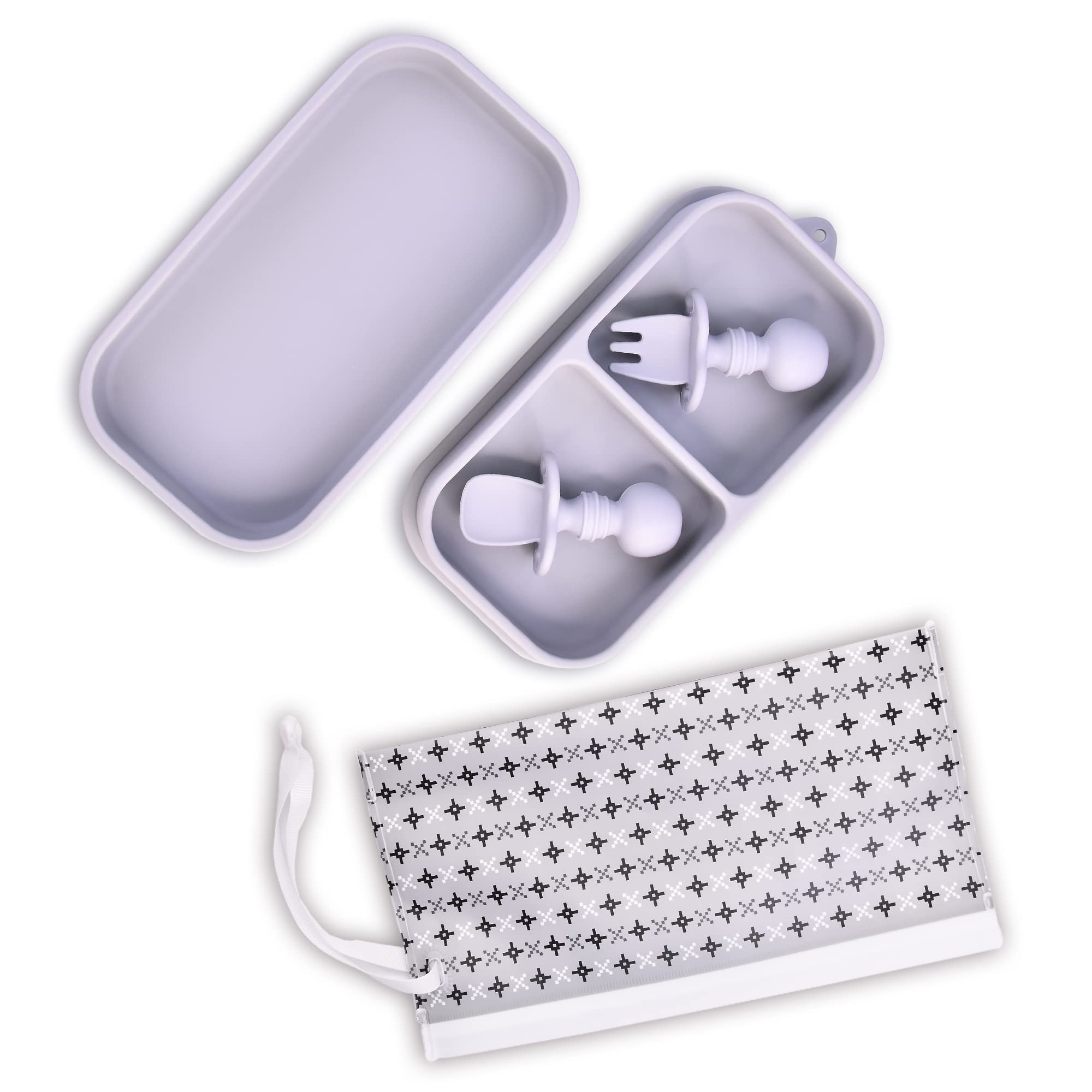 KATORI KIDS 5-Piece Suction Plate Baby Travel Feeding Set with Non-Slip Silicone Bowl, Toddler Plate & Storage Bag | BPA-Free Dishwasher Safe Baby Essentials | Perfect for Airplane, Car Trips & Restaurant Dining