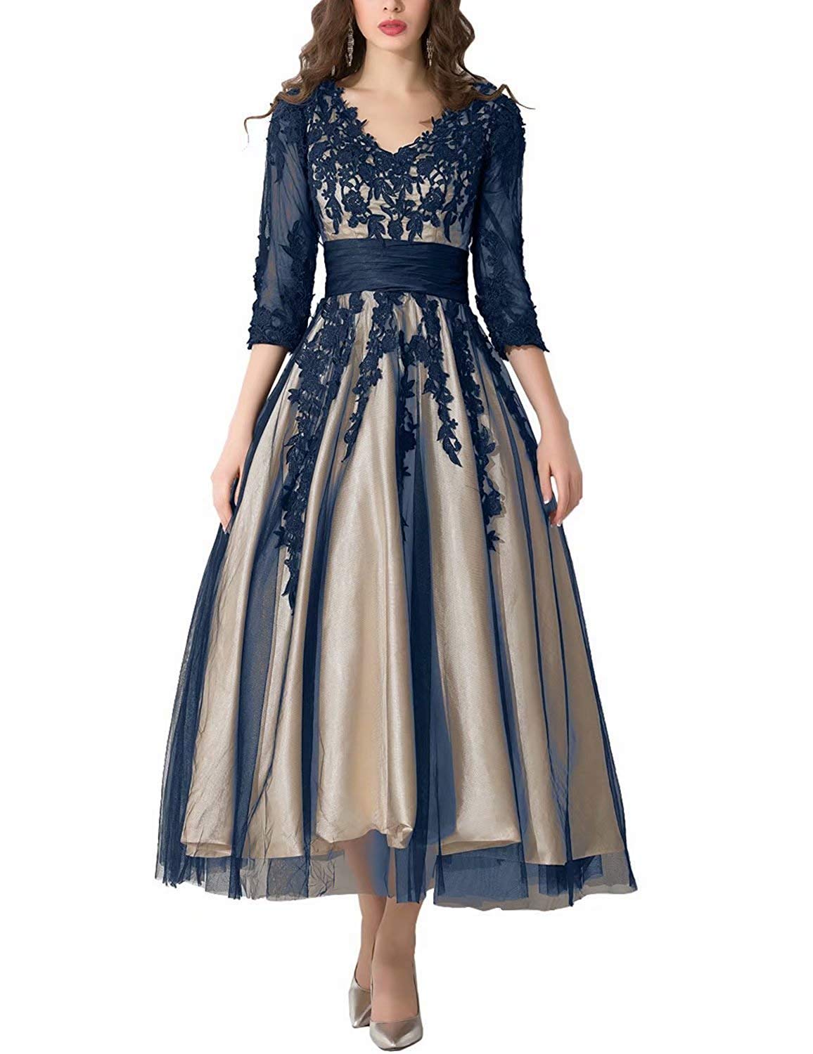 Snowskite Women's Black Lace Applique Tulle Long Formal Evening Dress - Elegant Gown for Prom, Wedding, Gala & Special Occasions